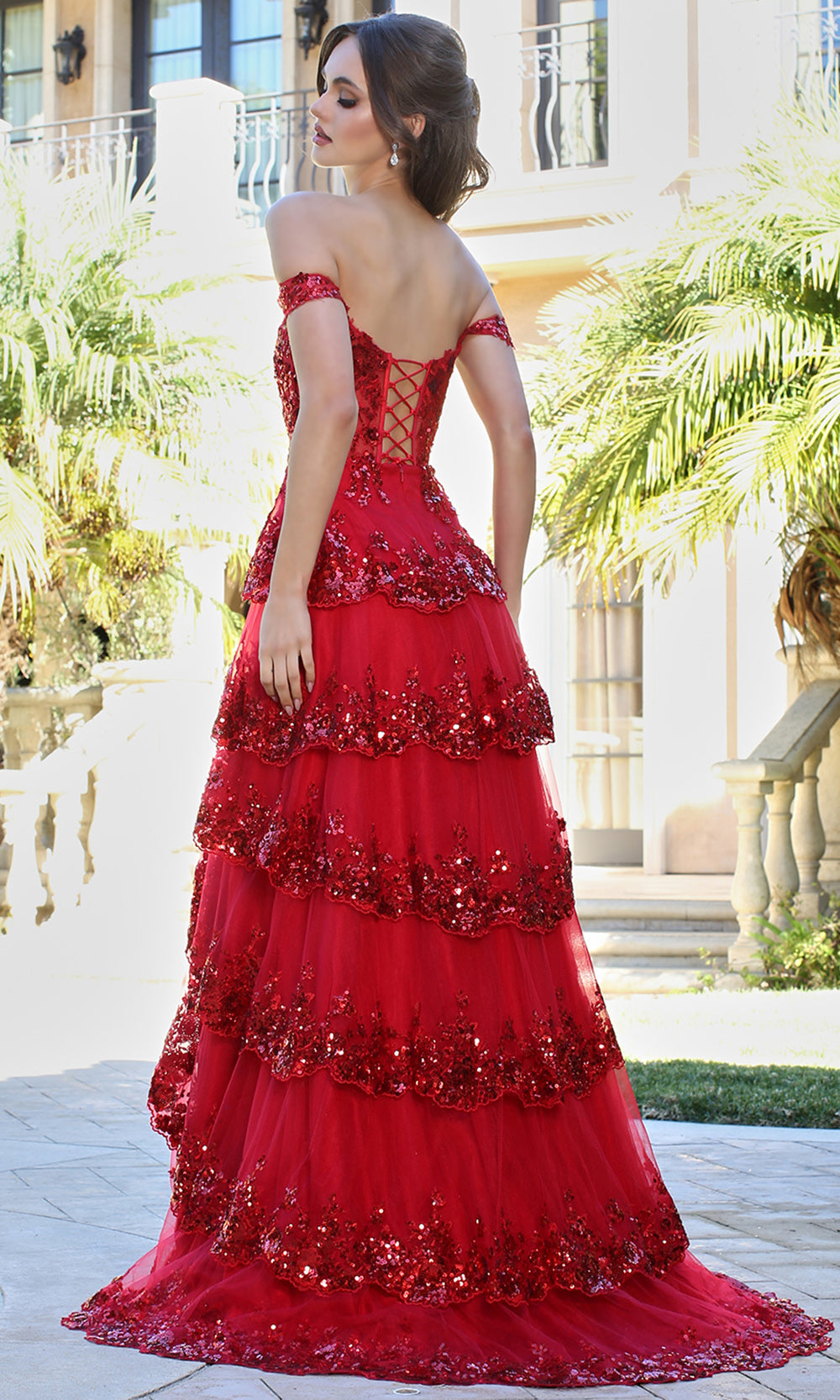 Adora Design 3214 - Sparkling Lace Sweetheart A-Line Dress Prom Dresses in Red  