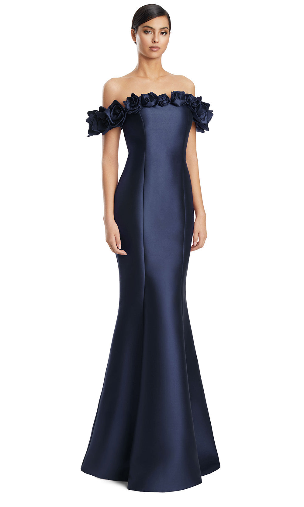 Alexander by Daymor 3217S26 - Floral Trim Evening Dress Mother of the Bride Dresses in Navy