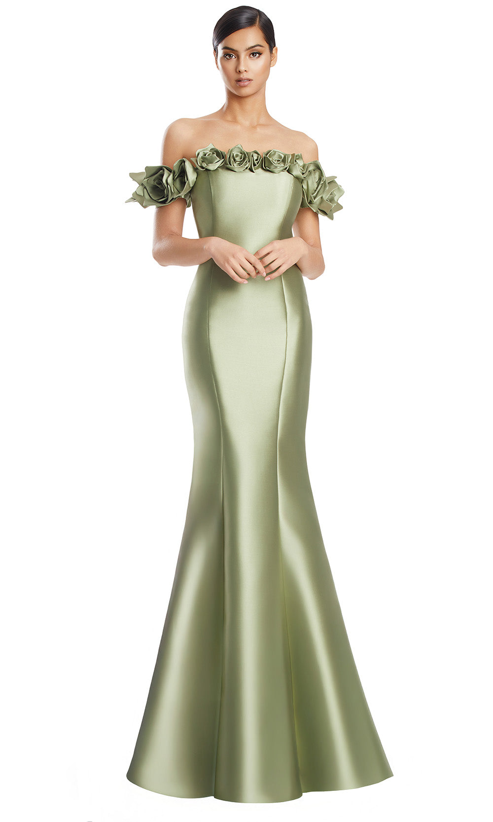 Alexander by Daymor 3217S26 - Floral Trim Evening Dress Mother of the Bride Dresses in Olive