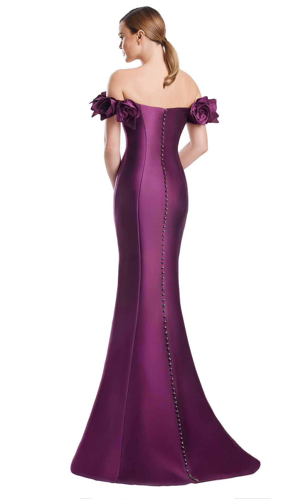 Alexander by Daymor 3217S26 - Floral Trim Evening Dress Mother of the Bride Dresses in Plum