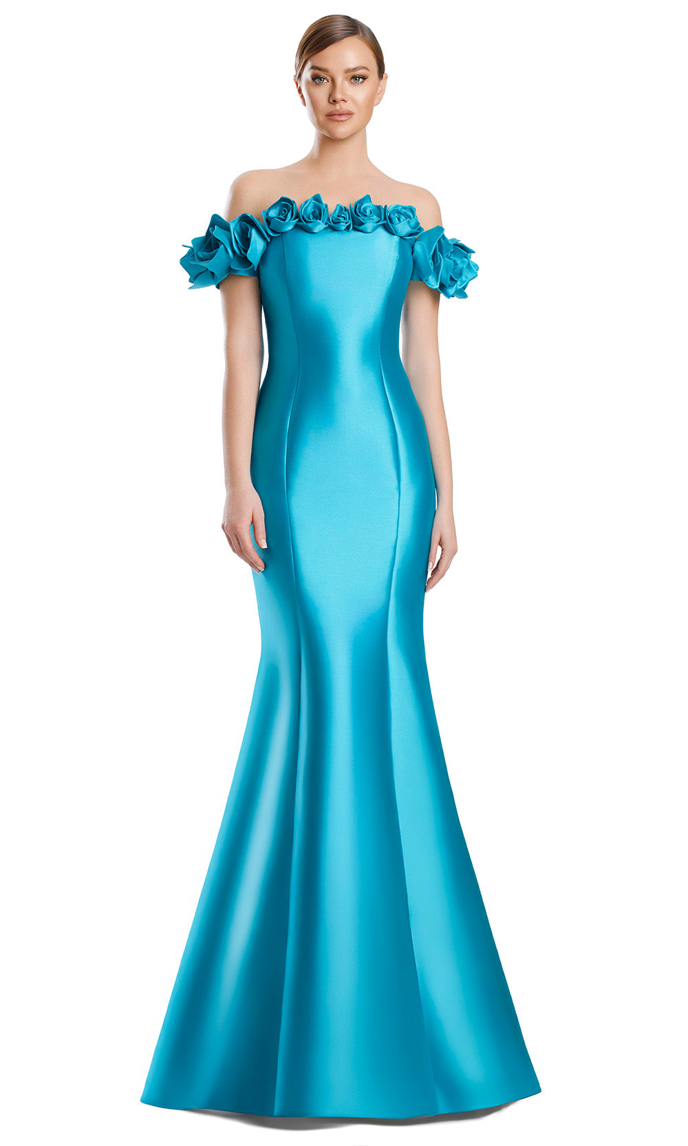 Alexander by Daymor 3217S26 - Floral Trim Evening Dress Mother of the Bride Dresses in Turquoise