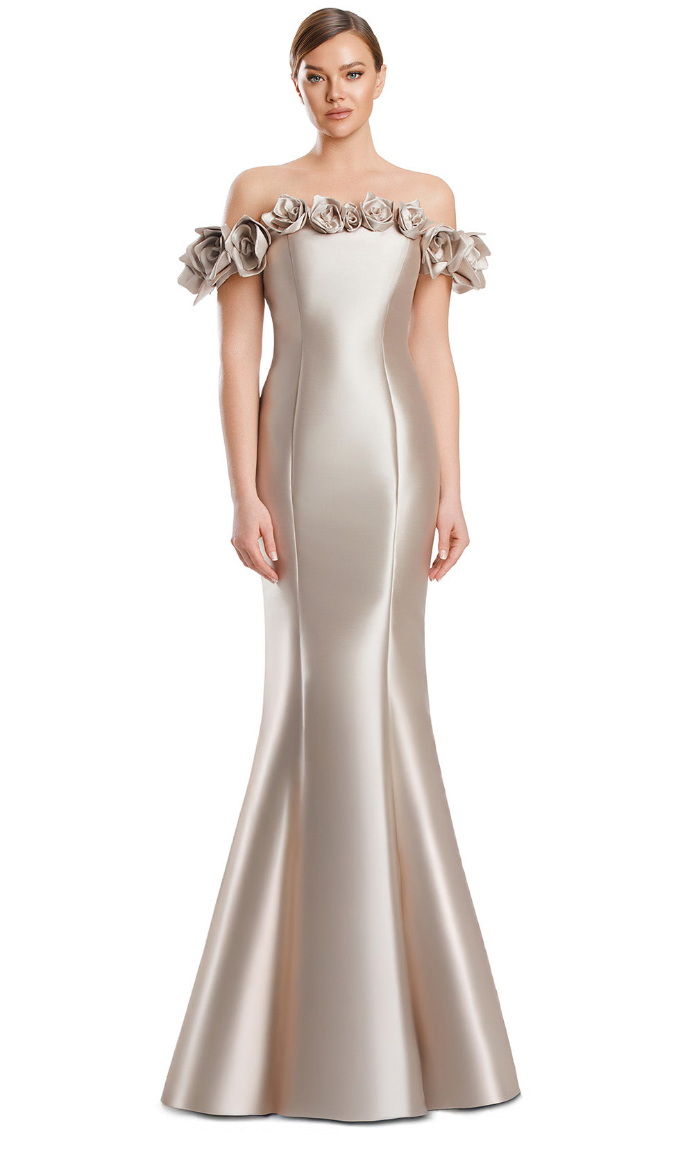 Alexander by Daymor 3217S26 - Floral Trim Evening Dress Mother of the Bride Dresses in Wheat