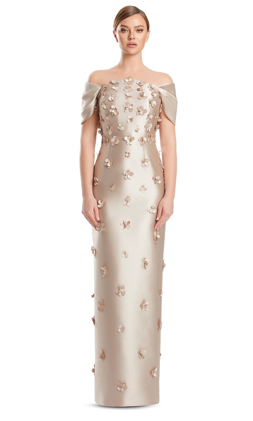 Alexander by Daymor 3220S26 - Floral Detail Evening Dress Mother of the Bride Dresses in Wheat