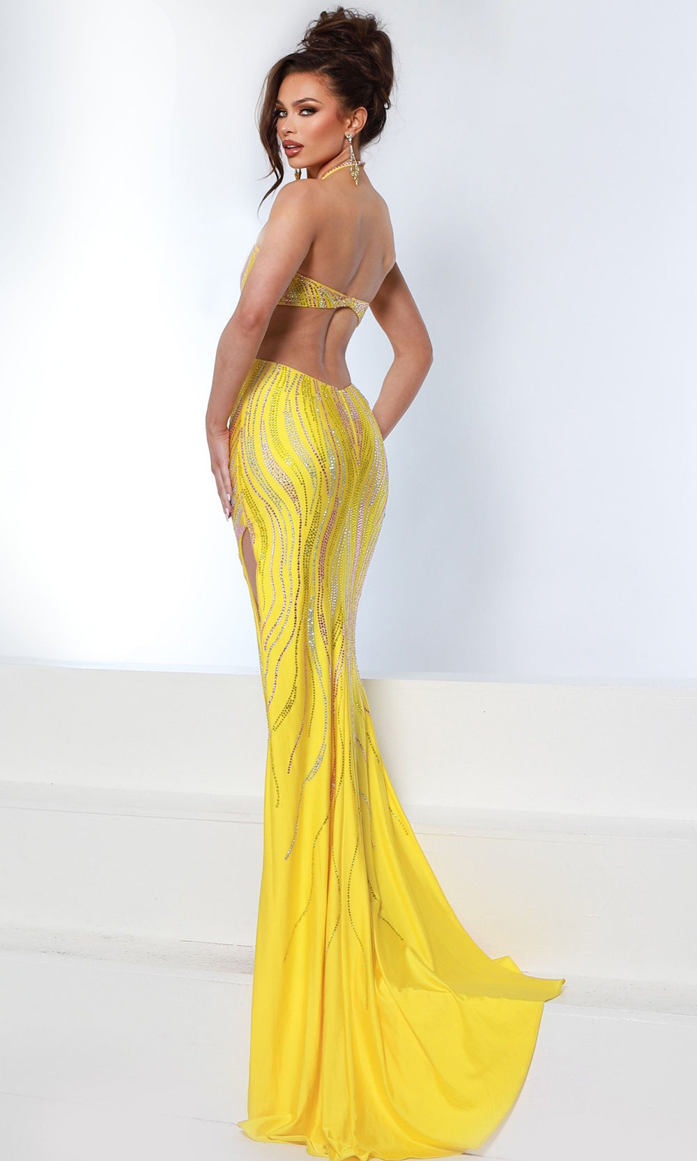Johnathan Kayne 3222 - Crisscross Halter Cut Out Evening Gown Prom Dresses