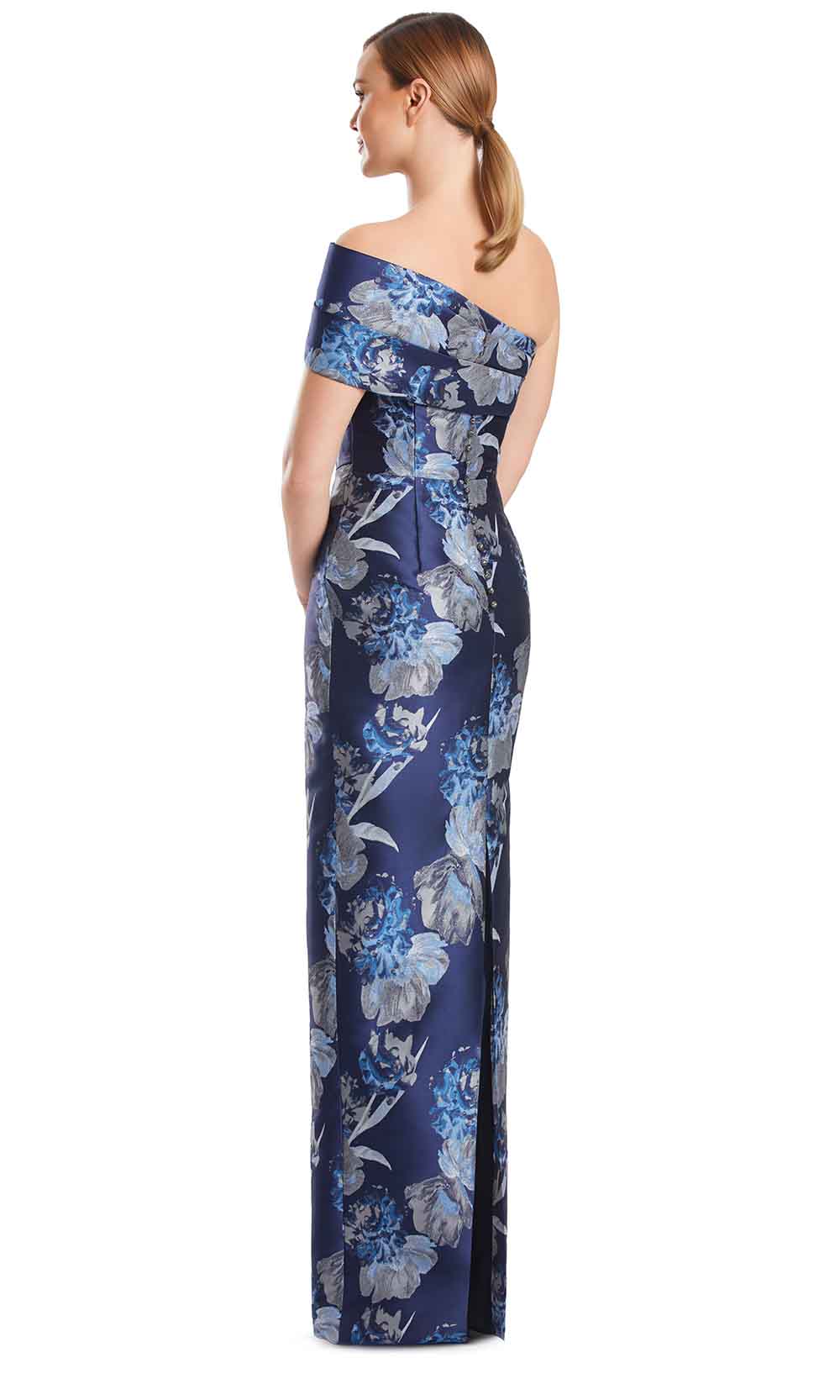 Alexander by Daymor 3223S26 - Pleated One Shoulder Evening Dress Mother of the Bride Dresses in Navy Multi