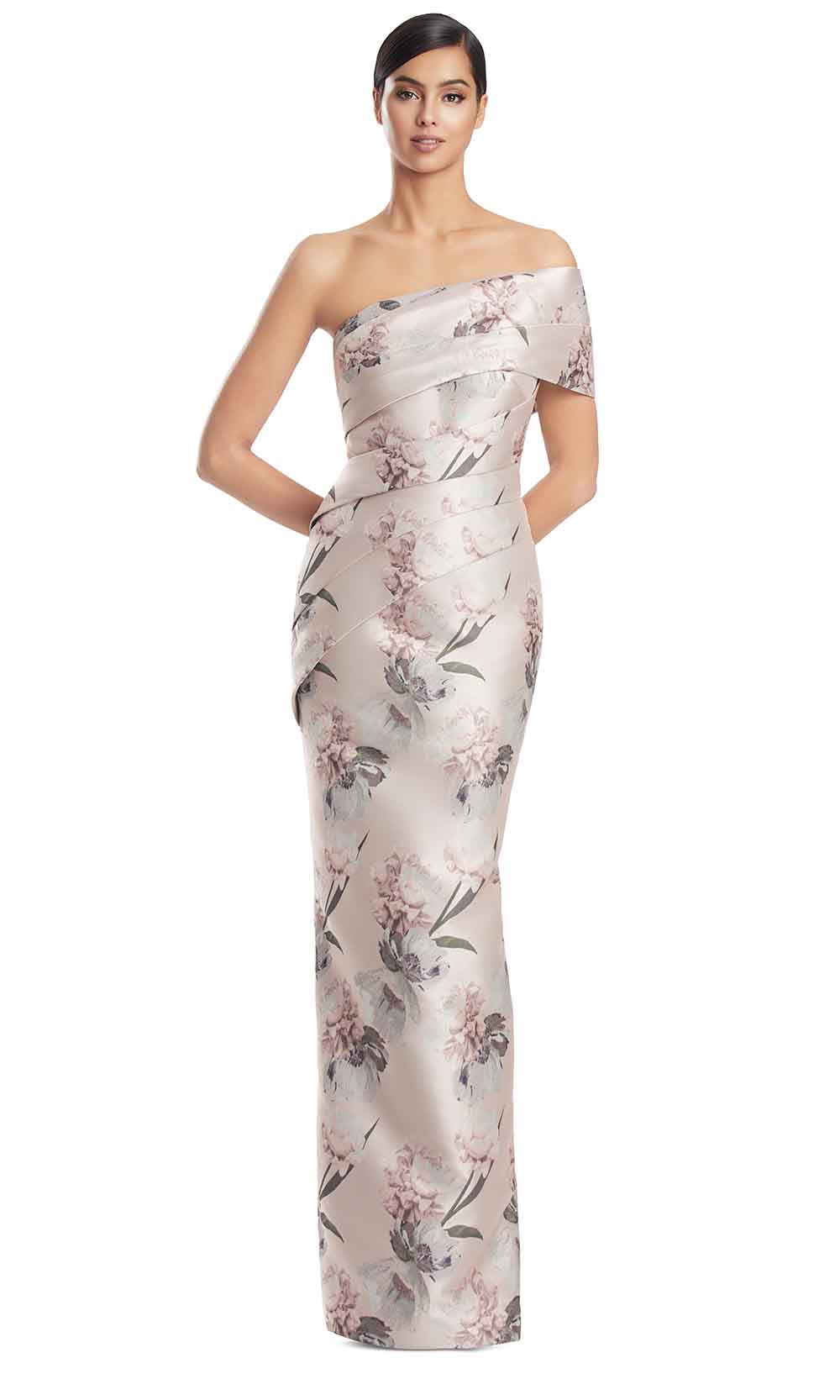 Alexander by Daymor 3223S26 - Pleated One Shoulder Evening Dress Mother of the Bride Dresses in Quartz Multi