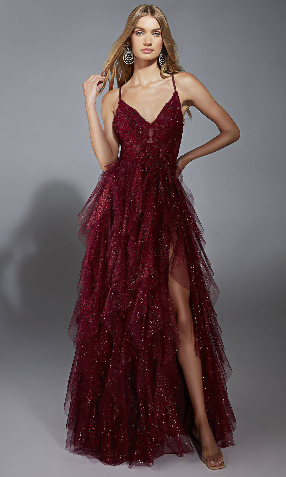 Aerie Couture 322 - Layered Tulle Dress with High Slit Prom Dresses