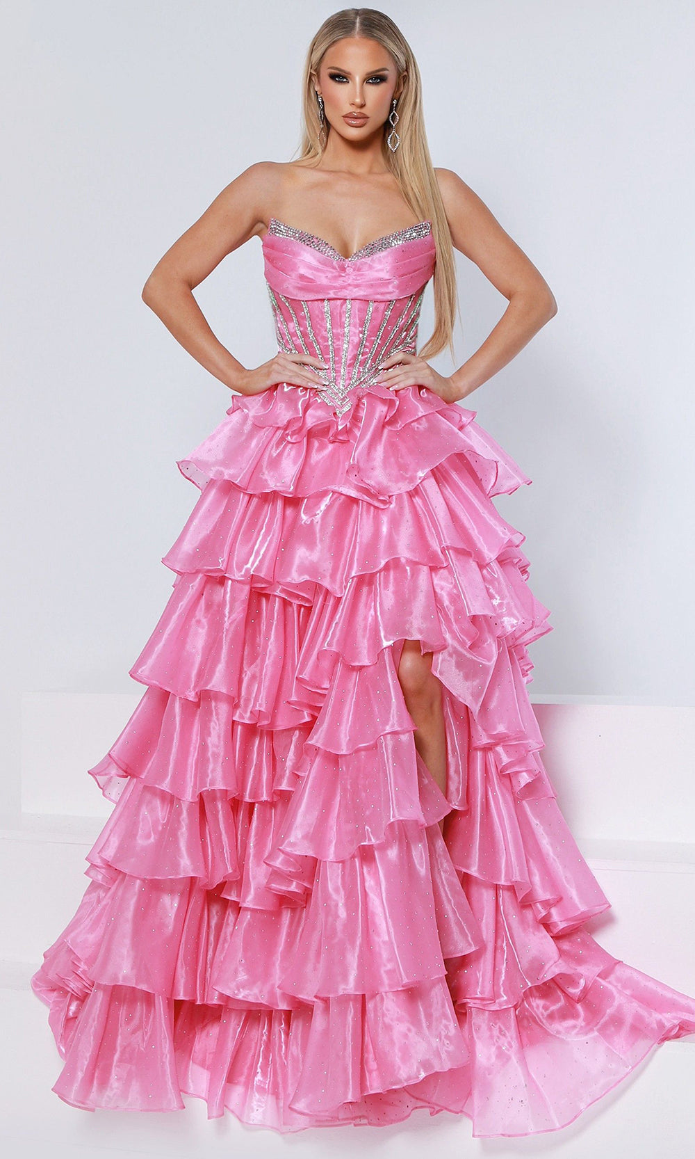Johnathan Kayne 3232 - Strapless Crystal Corset Tiered Prom Gown Prom Dresses