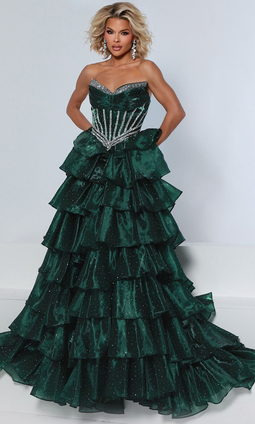 Johnathan Kayne 3232 - Strapless Crystal Corset Tiered Prom Gown Prom Dresses