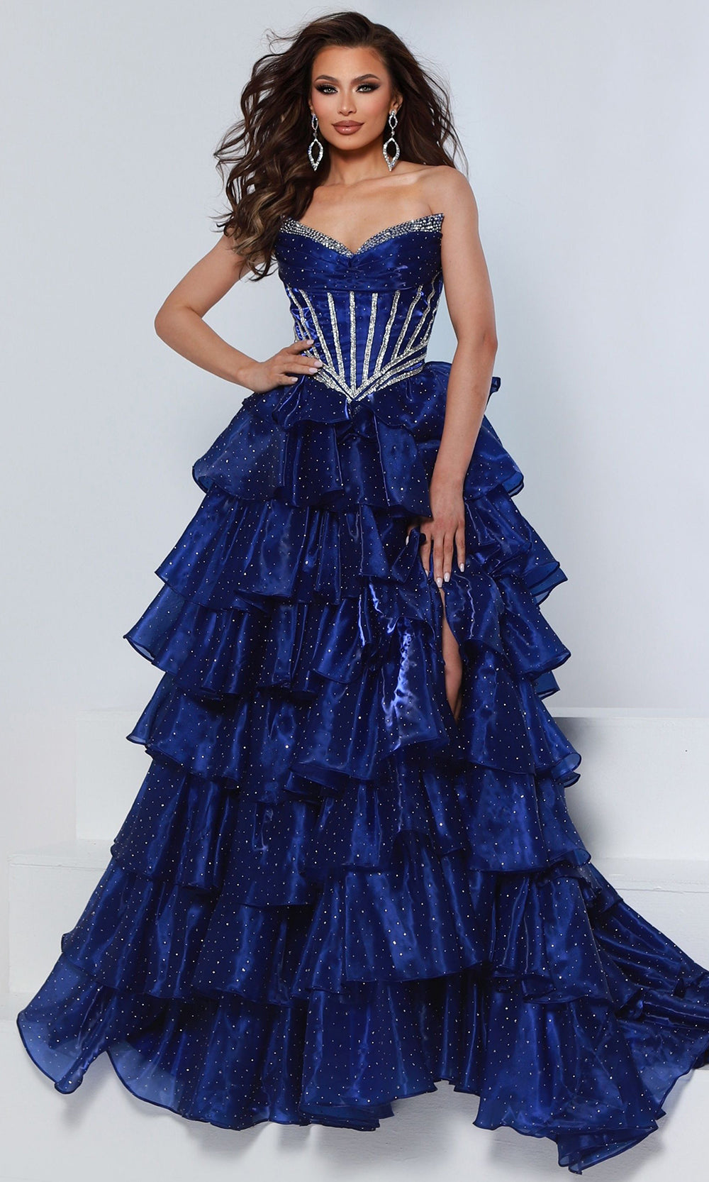 Johnathan Kayne 3232 - Strapless Crystal Corset Tiered Prom Gown Prom Dresses