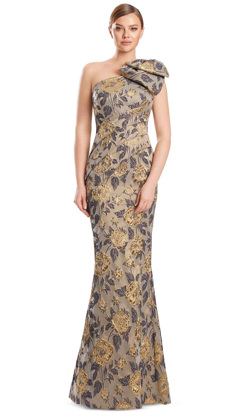 Alexander by Daymor 3233S26 - Sculpted Column Evening Dress Mother of the Bride Dresses in Taupe Gold