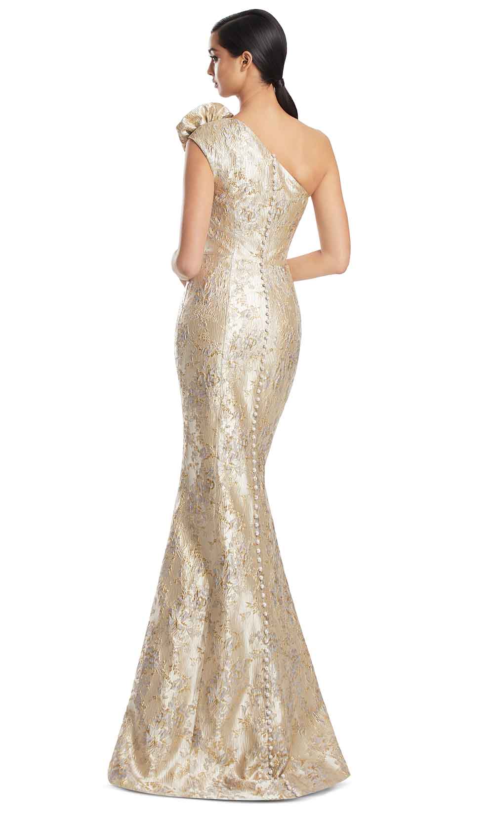 Alexander by Daymor 3236S26 - Sculpted One Shoulder Evening Dress Mother of the Bride Dresses in Ice Gold