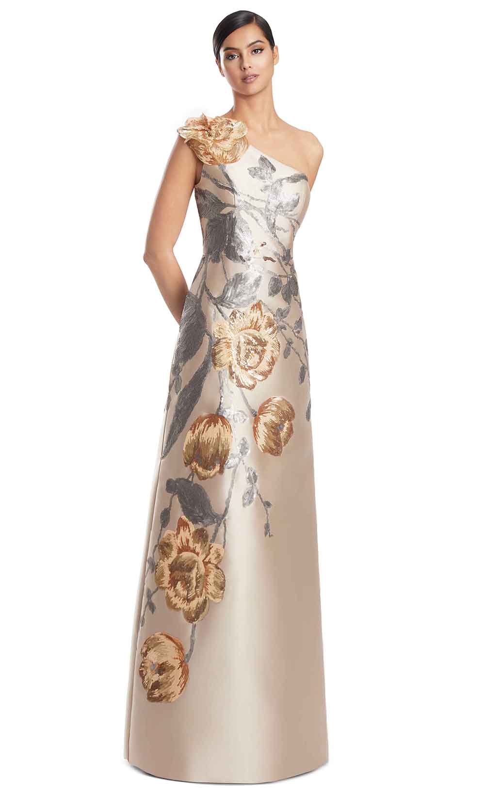 Alexander by Daymor 3238S26 - Jacquard Column Evening Dress Mother of the Bride Dresses in White Multi