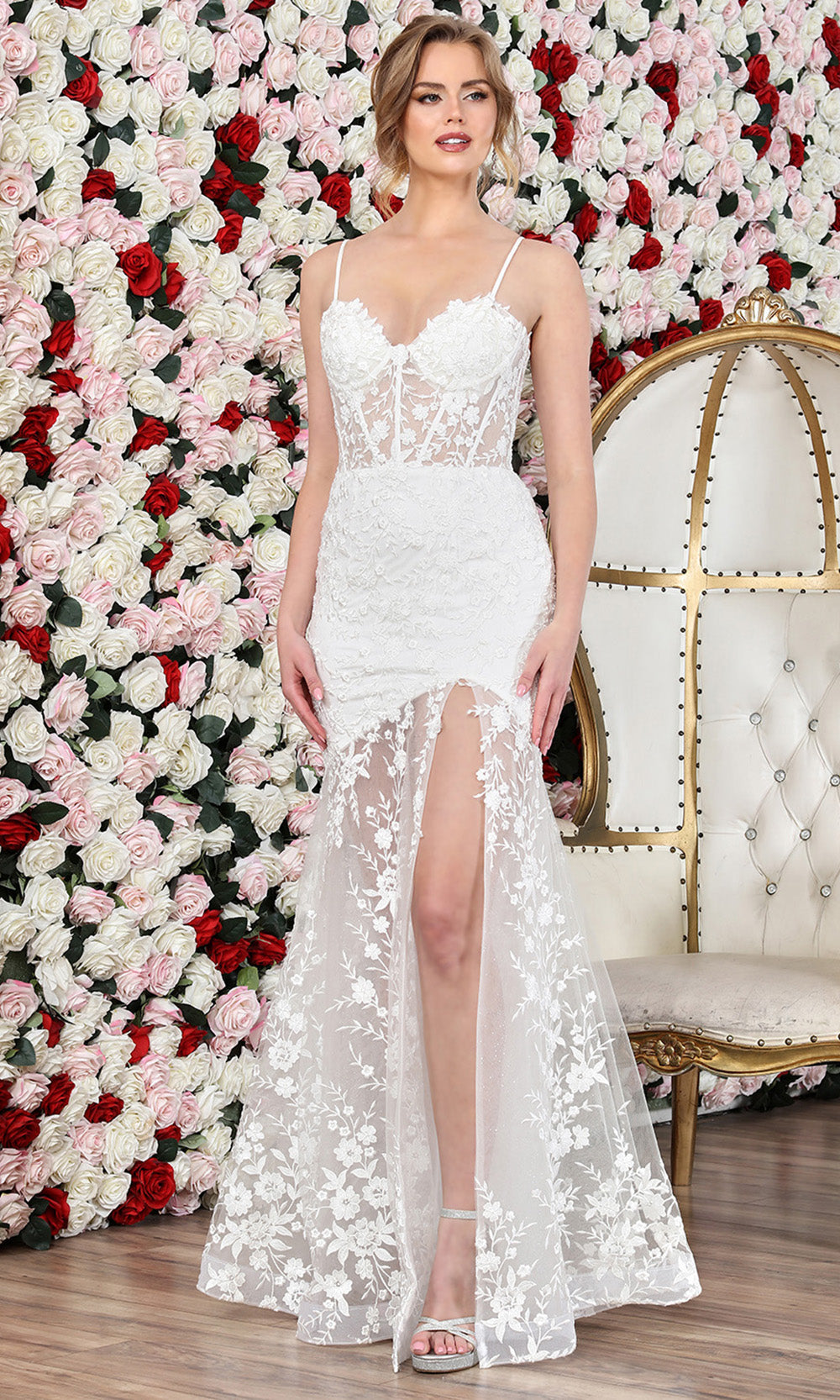 floral lace applique spaghetti strap wedding dress Adora Design 3242-01 - Long Trumpet Zipper Back Size:IT 38 - US 8 group:UV729 Women's Cotton Gauze Tunic
