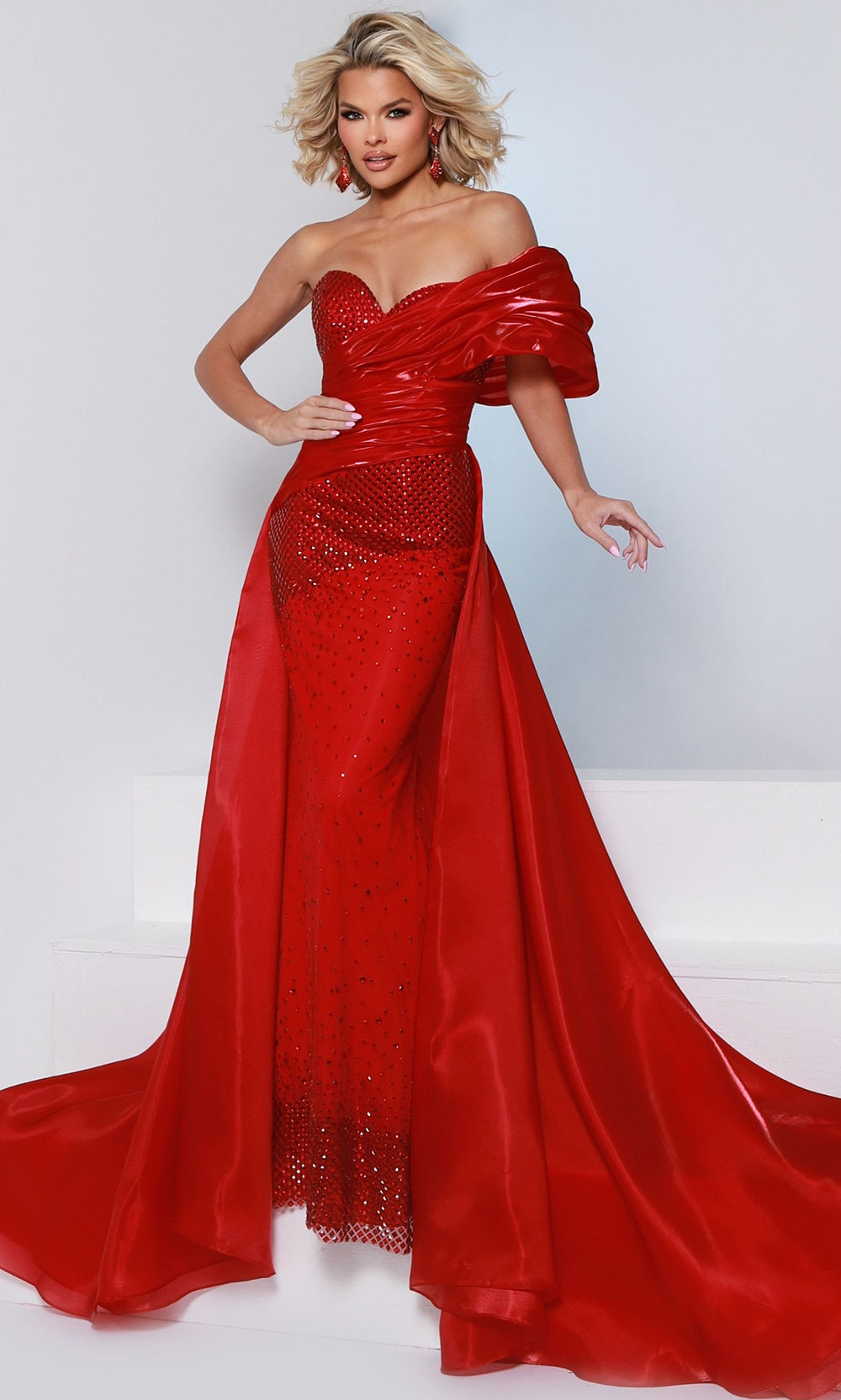 Johnathan Kayne 3243 - Beaded Fitted Evening Gown with Overskirt Formal Dresses