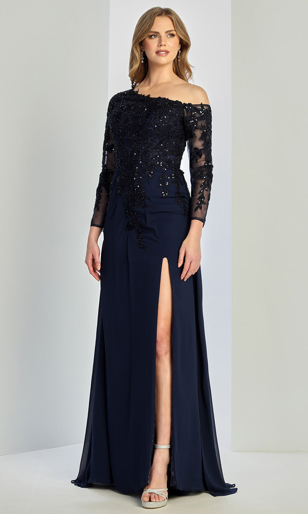 Adora Design 3245-03 - Applique Long Illusion Sleeve Formal Gown Mother Of The Bride Dresses