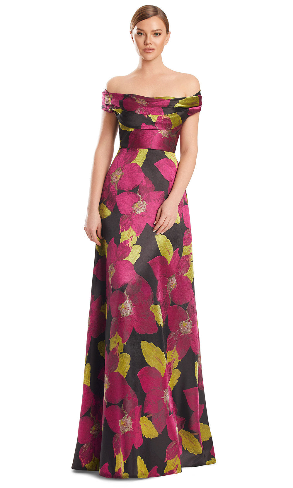 Alexander by Daymor 3247S26 - Off Shoulder Evening Dress Mother of the Bride Dresses in Magenta Multi
