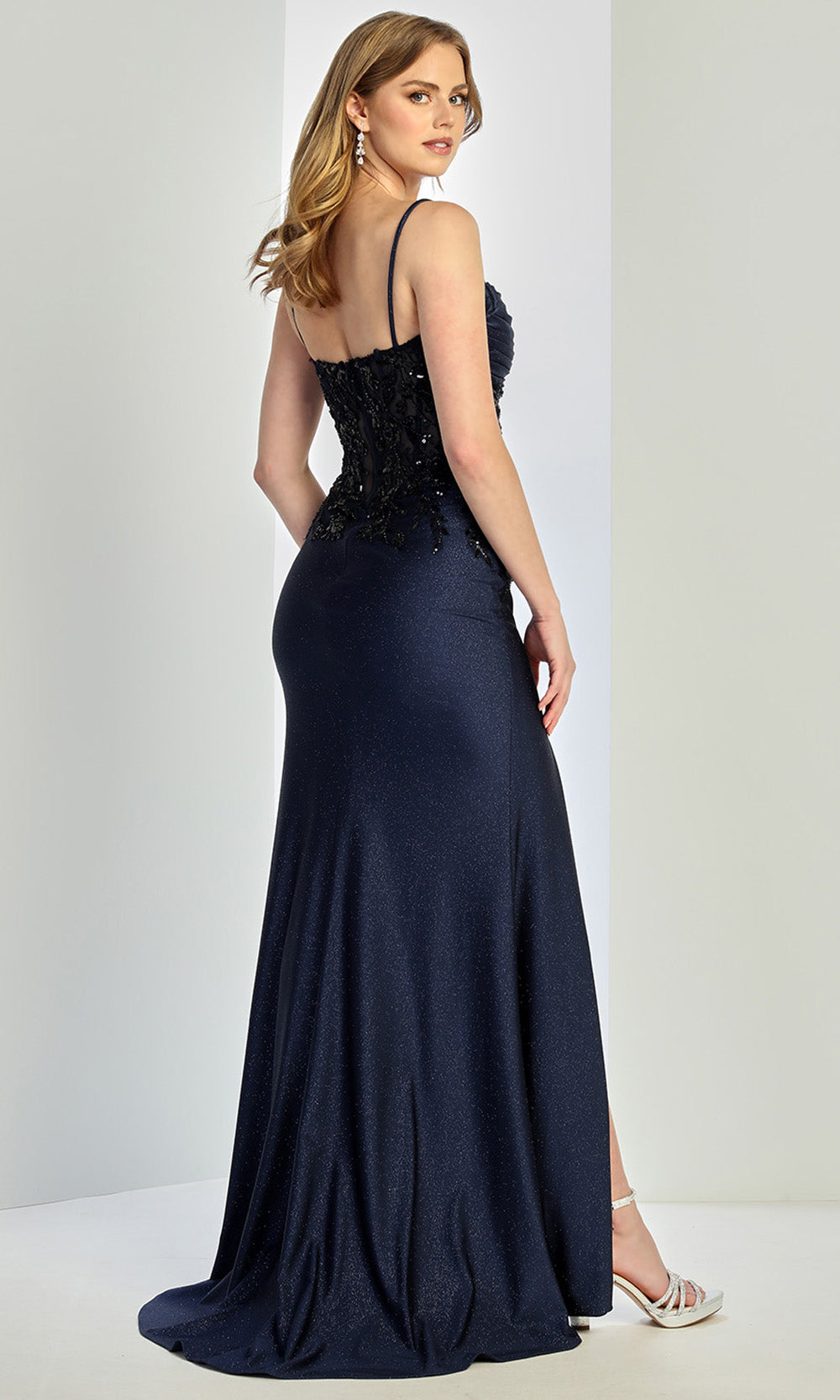 Adora Design 3250 - Twisted Bust Beaded Ornate Prom Gown In Blue
