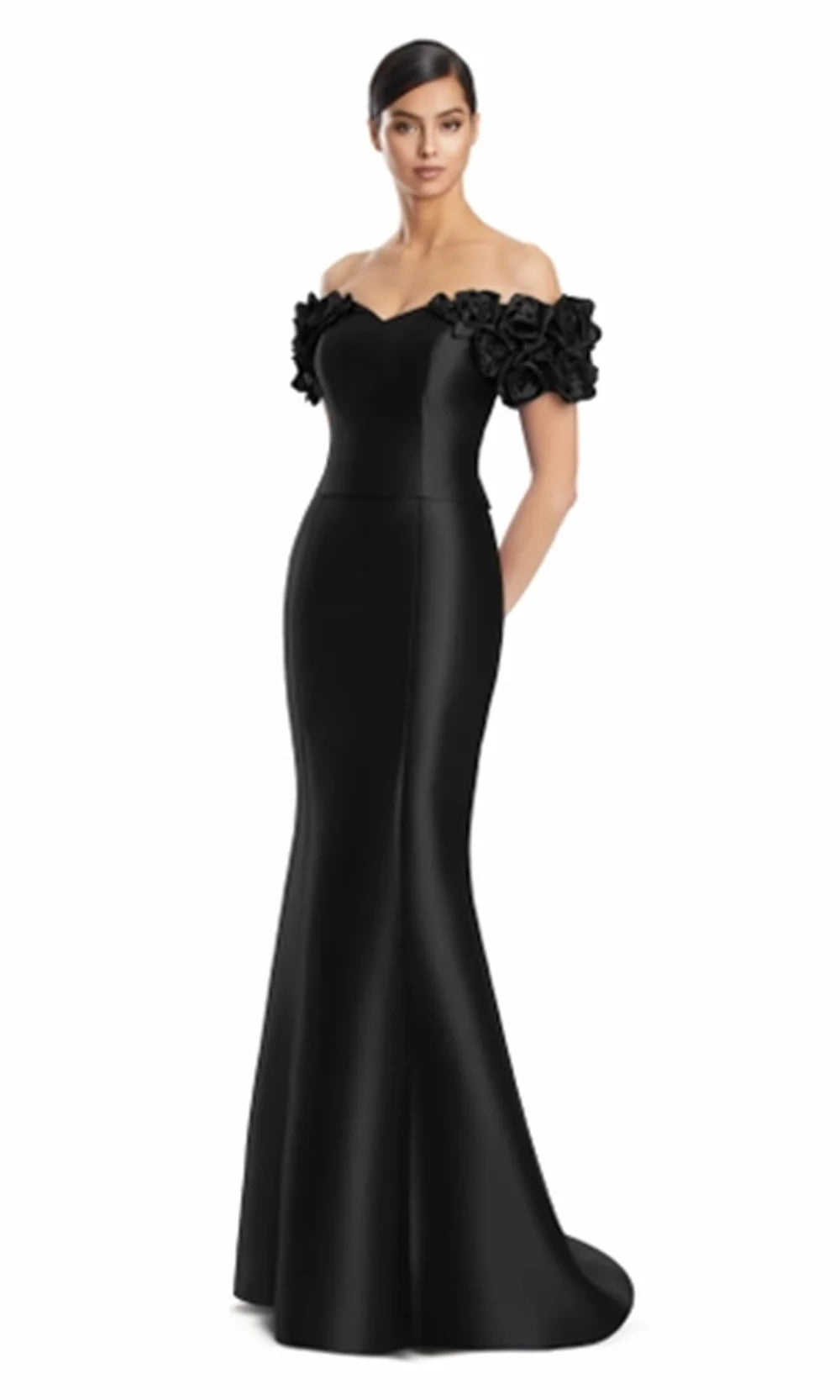 Alexander by Daymor 3254S26 - Mermaid Evening Dress with Floral Detail Mother of the Bride Dresses in Black