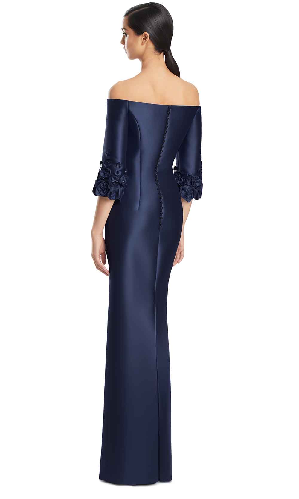 Alexander by Daymor 3256S26 - Floral Sleeve Evening Dress Mother of the Bride Dresses in Navy