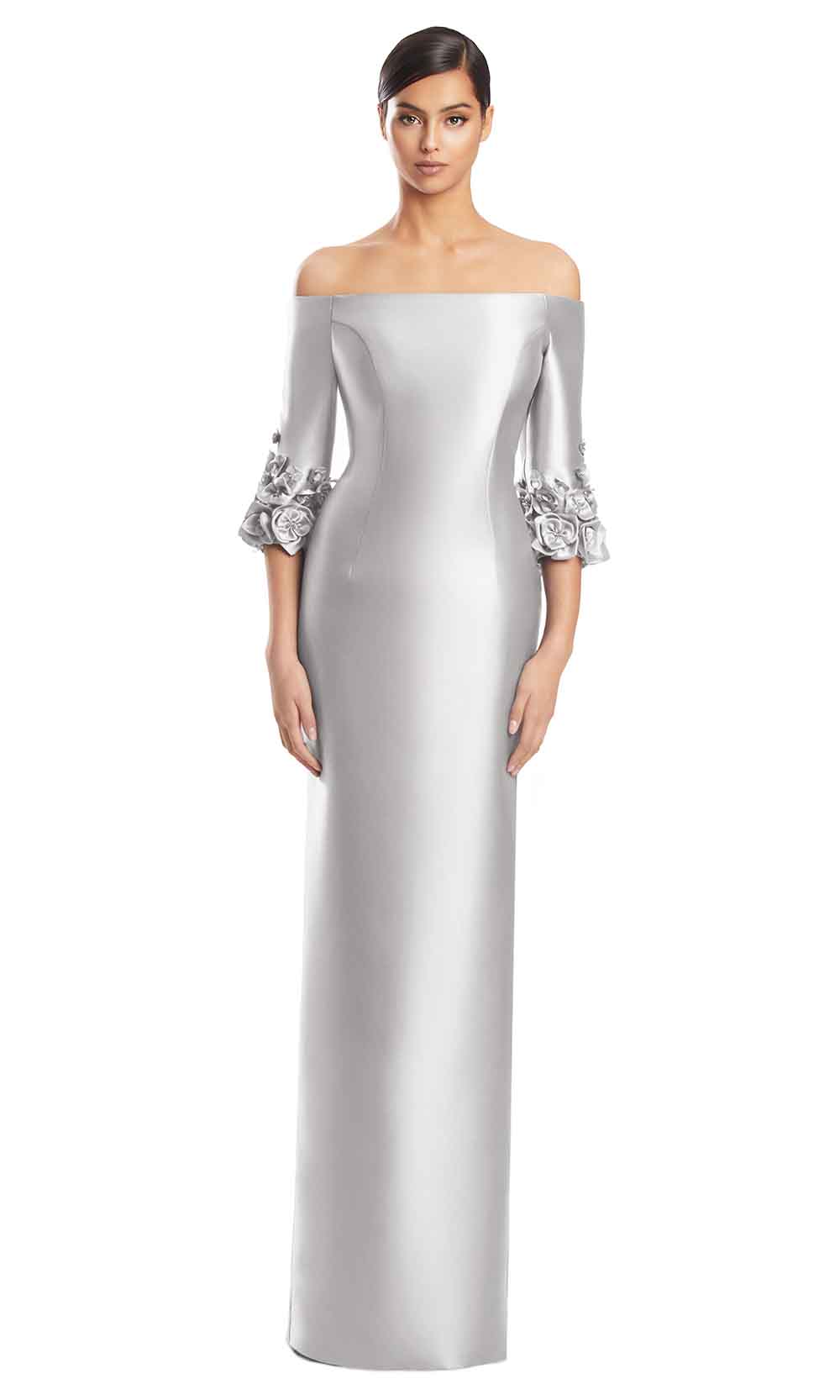 Alexander by Daymor 3256S26 - Floral Sleeve Evening Dress Mother of the Bride Dresses in Platinum