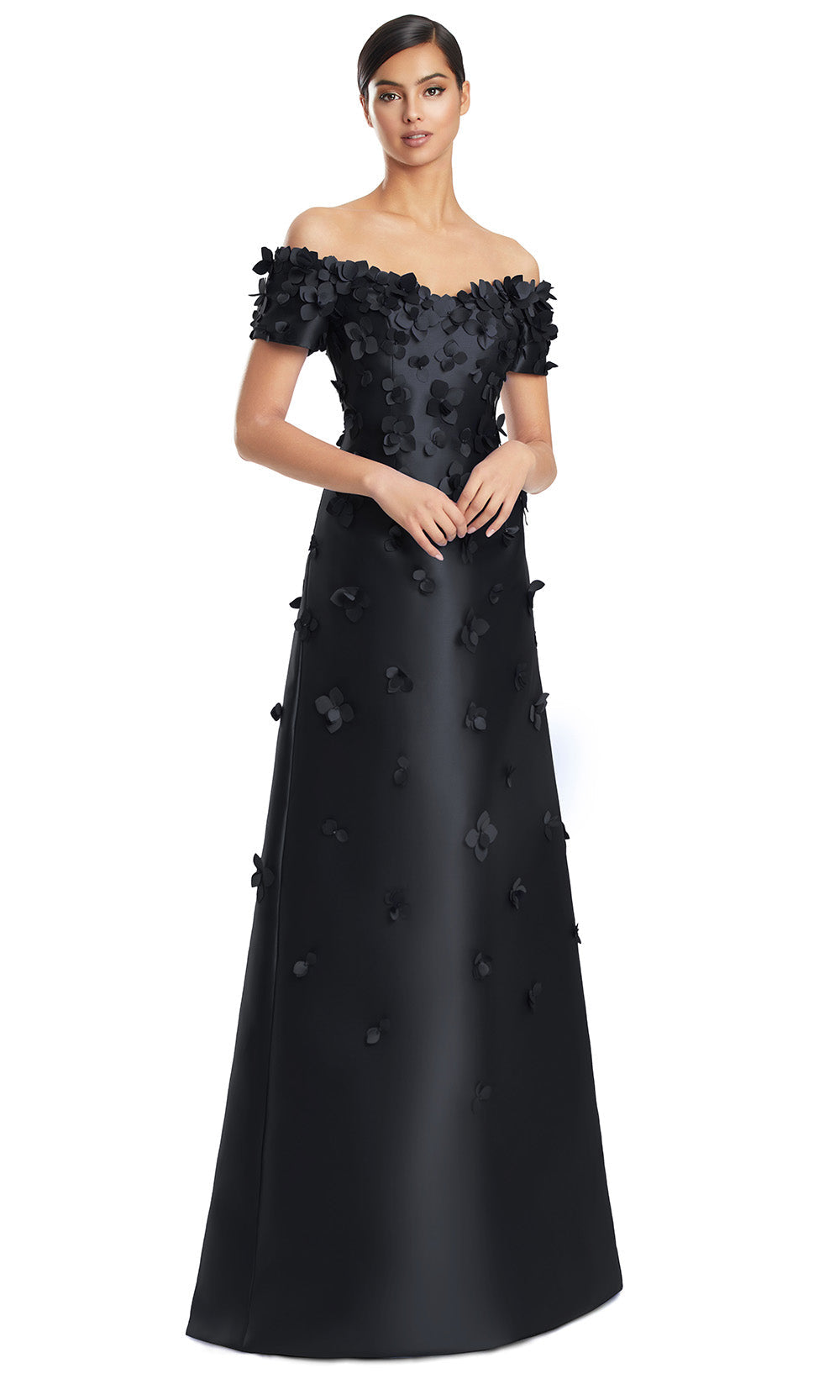 Alexander by Daymor 3259S26 - Satin Evening Dress with Applique Mother of the Bride Dresses in Black