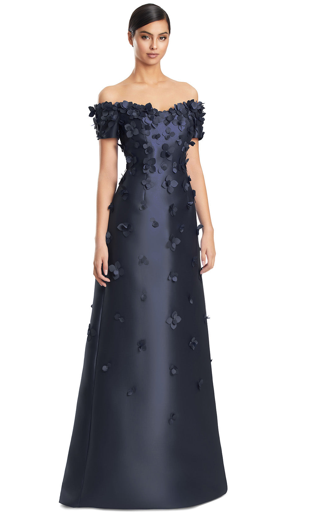 Alexander by Daymor 3259S26 - Satin Evening Dress with Applique Mother of the Bride Dresses in Navy