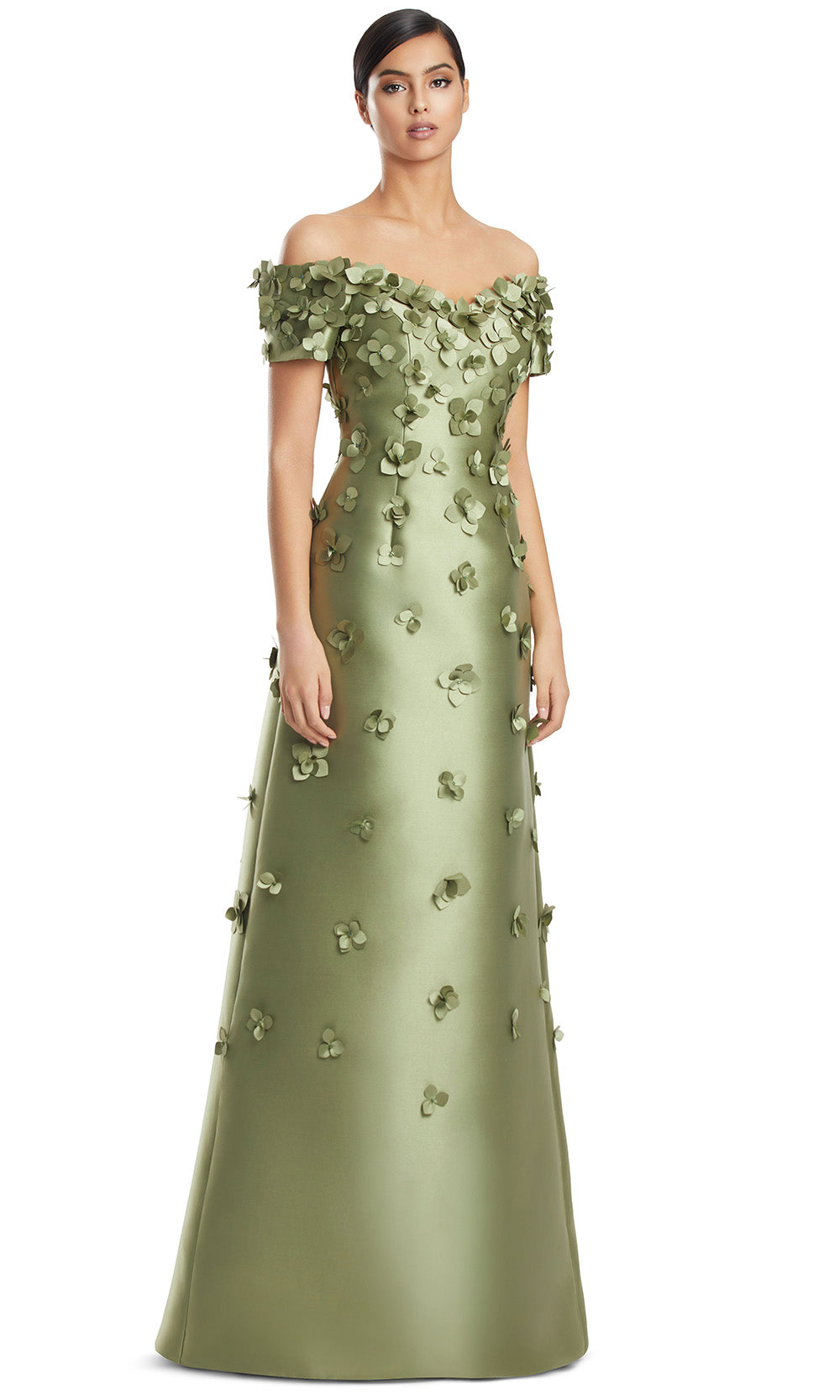 Alexander by Daymor 3259S26 - Satin Evening Dress with Applique Mother of the Bride Dresses in Olive
