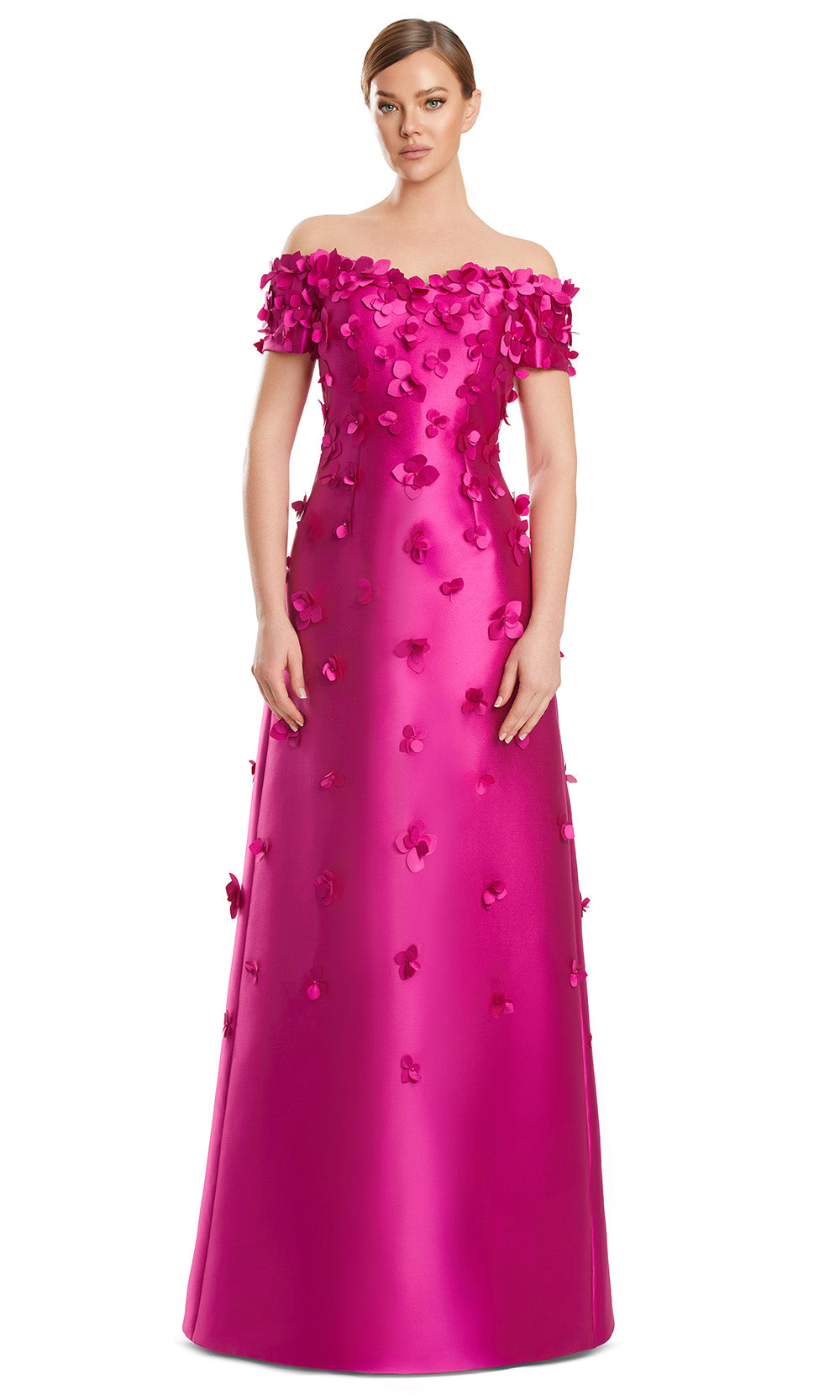 Alexander by Daymor 3259S26 - Satin Evening Dress with Applique Mother of the Bride Dresses in Passion