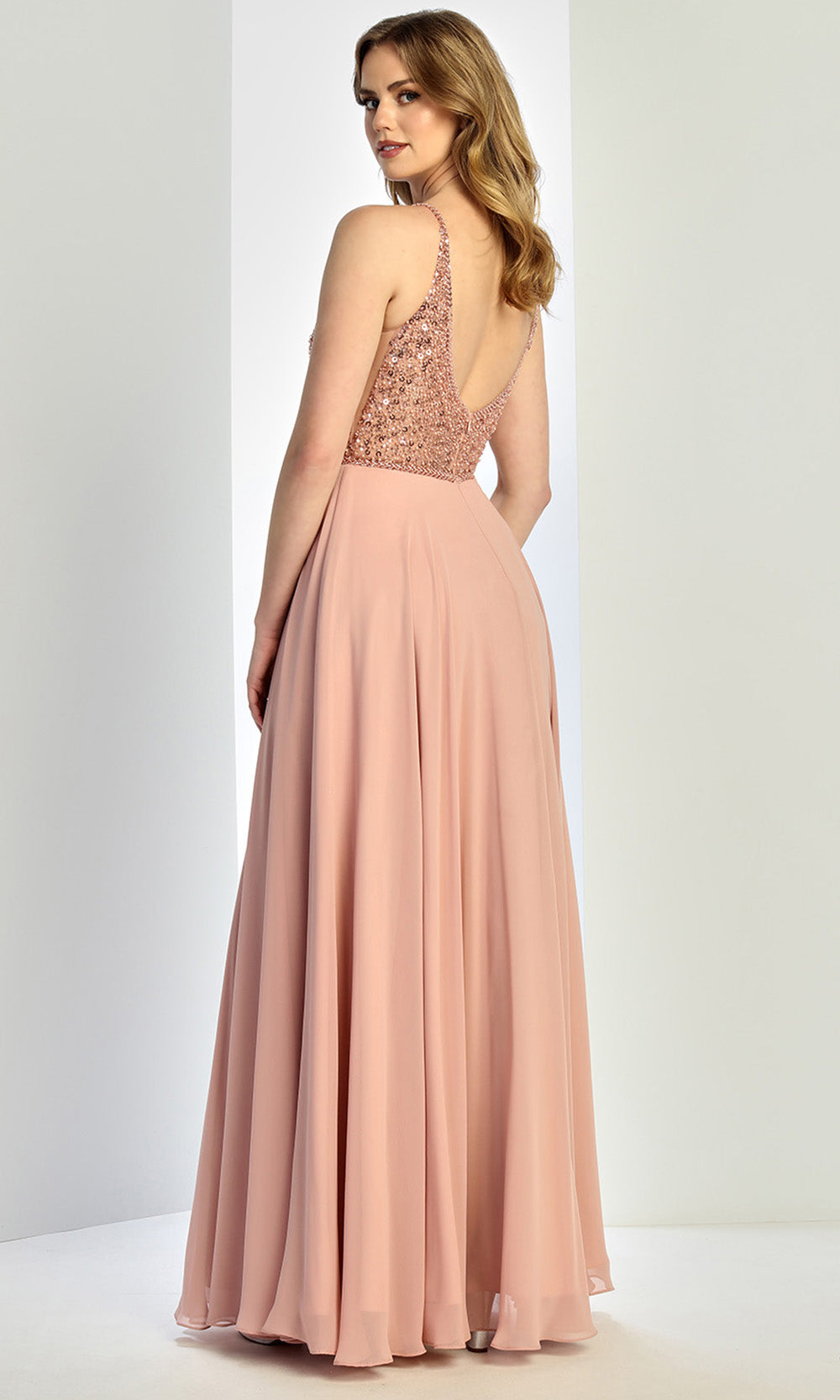 Adora Design 3259 - Spaghetti Strap Flowing A-Line Gown In Pink