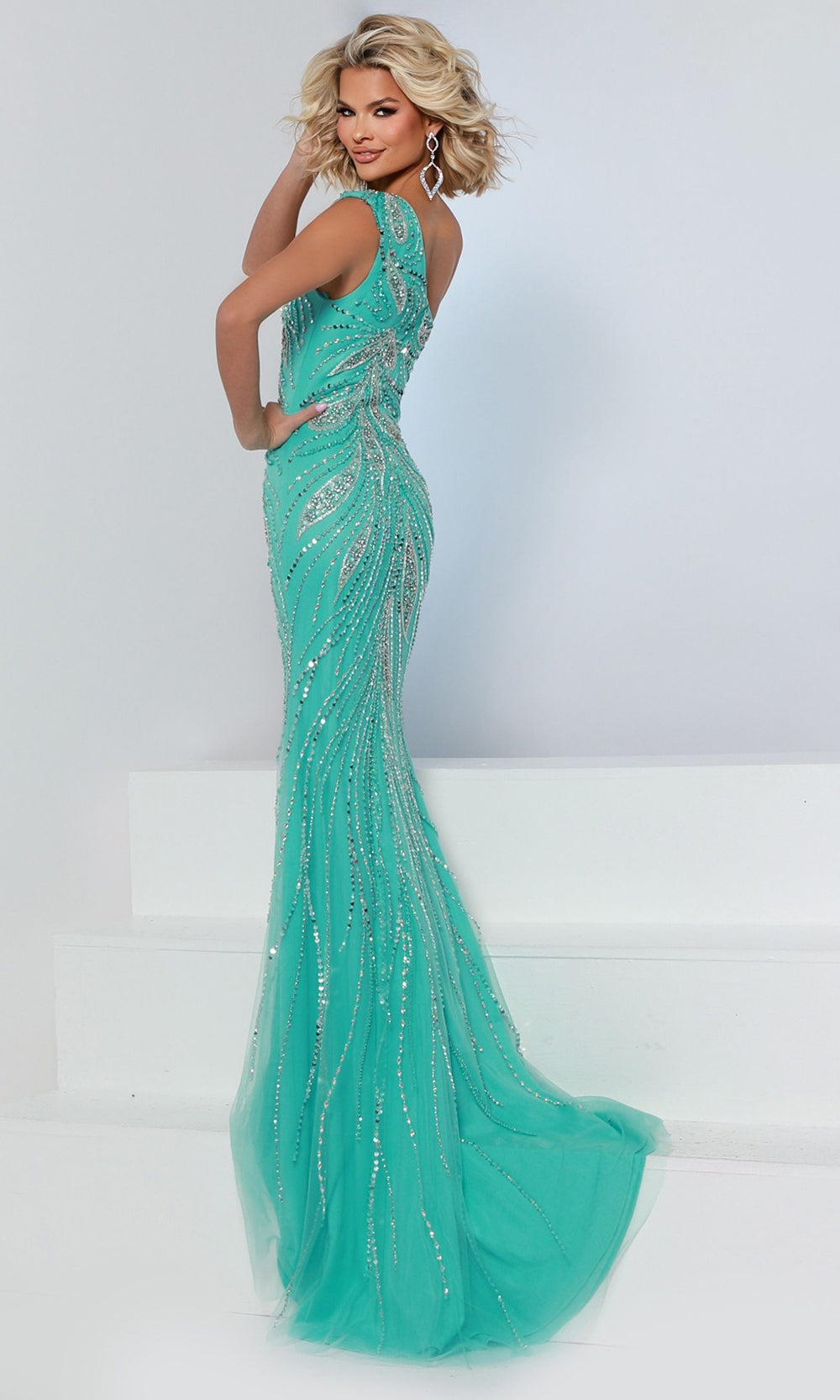Johnathan Kayne 3260 - Embellished One?Shoulder Chiffon Cape Dress Prom Dresses