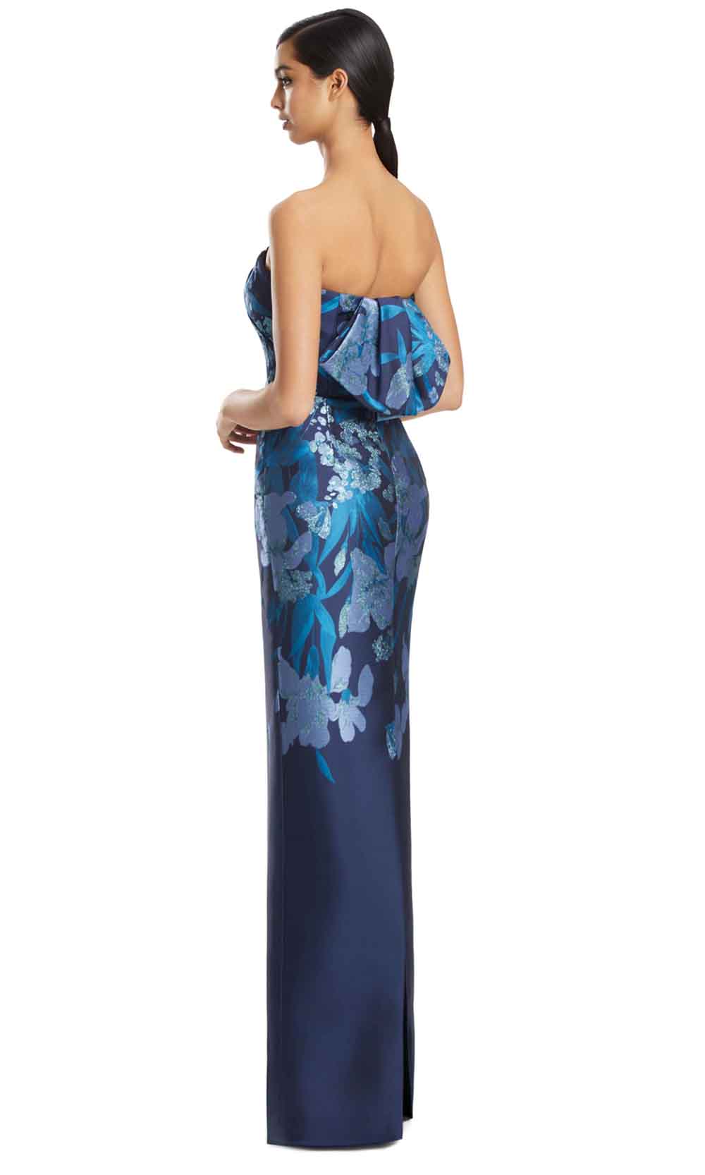 Alexander by Daymor 3262S26 - Off Shoulder Column Evening Dress Mother of the Bride Dresses in Navy Blue Multi