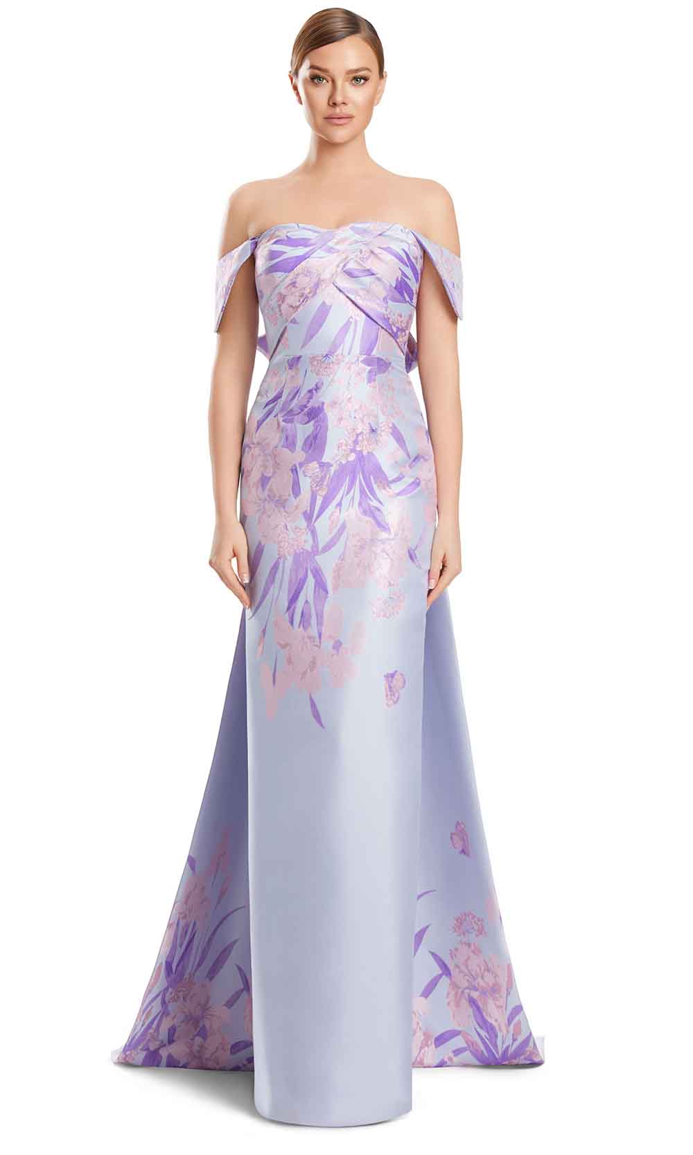 Alexander by Daymor 3262S26 - Off Shoulder Column Evening Dress Mother of the Bride Dresses in Silver Lalic Multi
