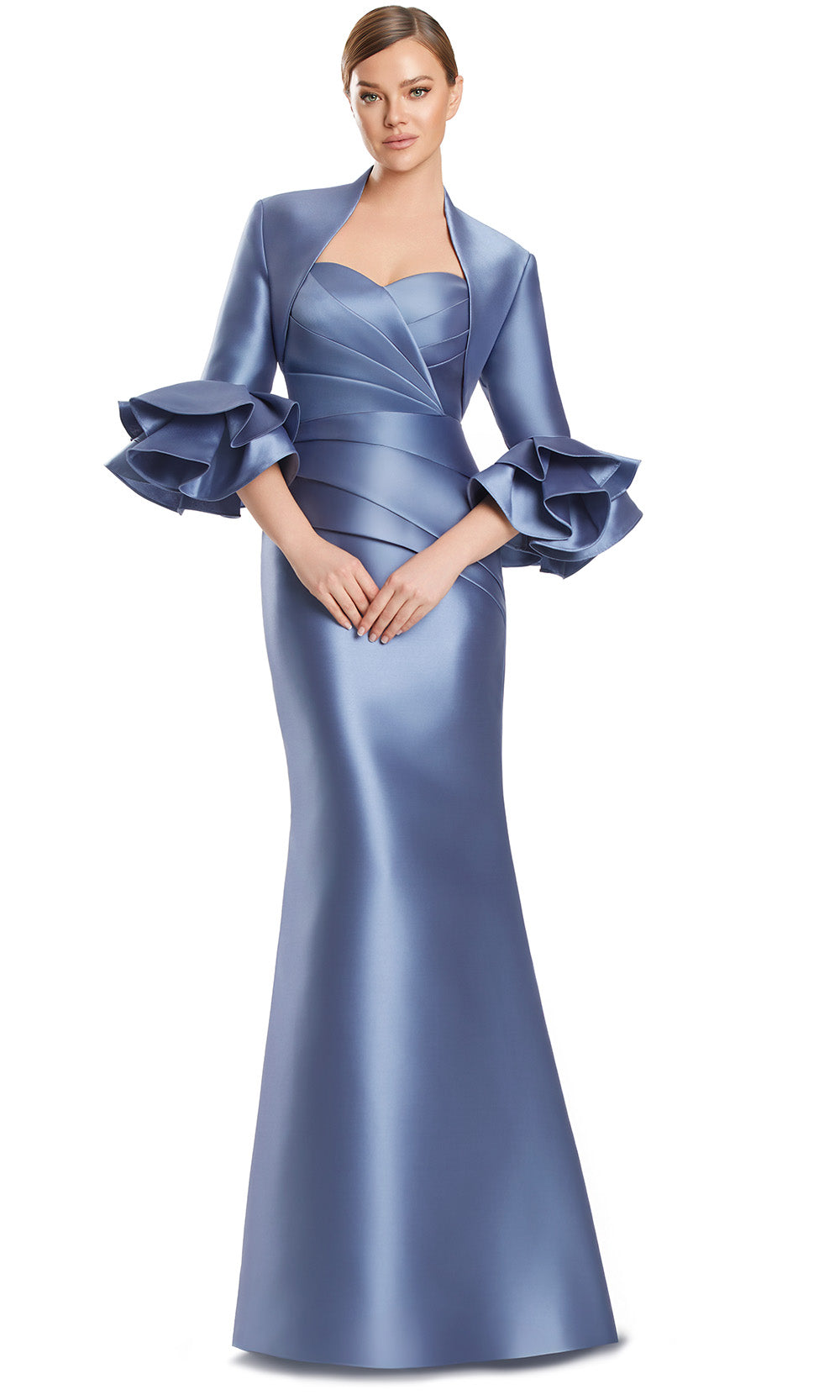 Alexander by Daymor 3263S26 - Sculpted Strapless Column Dress Mother of the Bride Dresses in Delphie Blue