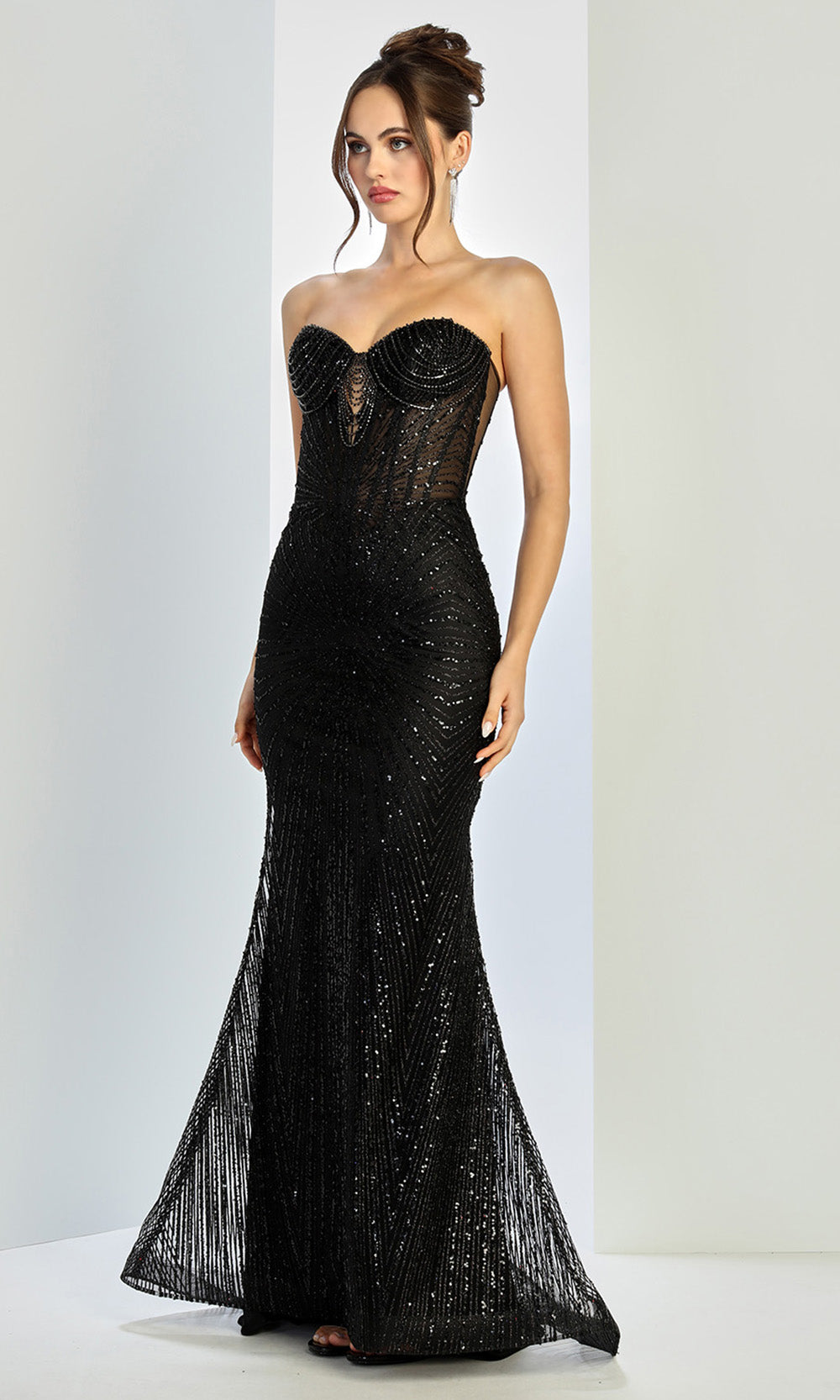 Adora Design 3263 - Strapless Lace-Up Evening Gown Prom Dresses in Black  