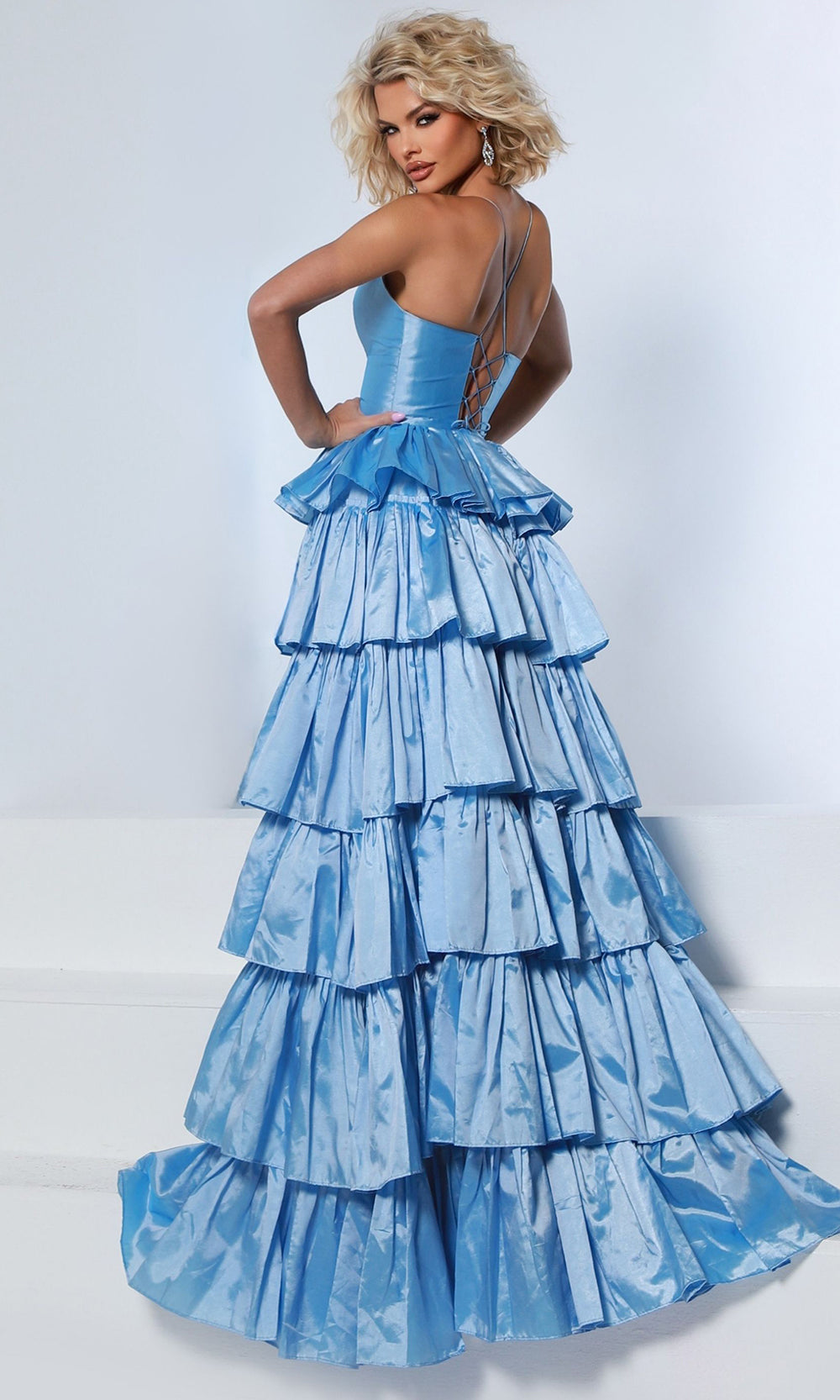 Johnathan Kayne 3263 - Tiered Ruffle Plunging Halter A?Line Gown Prom Dresses