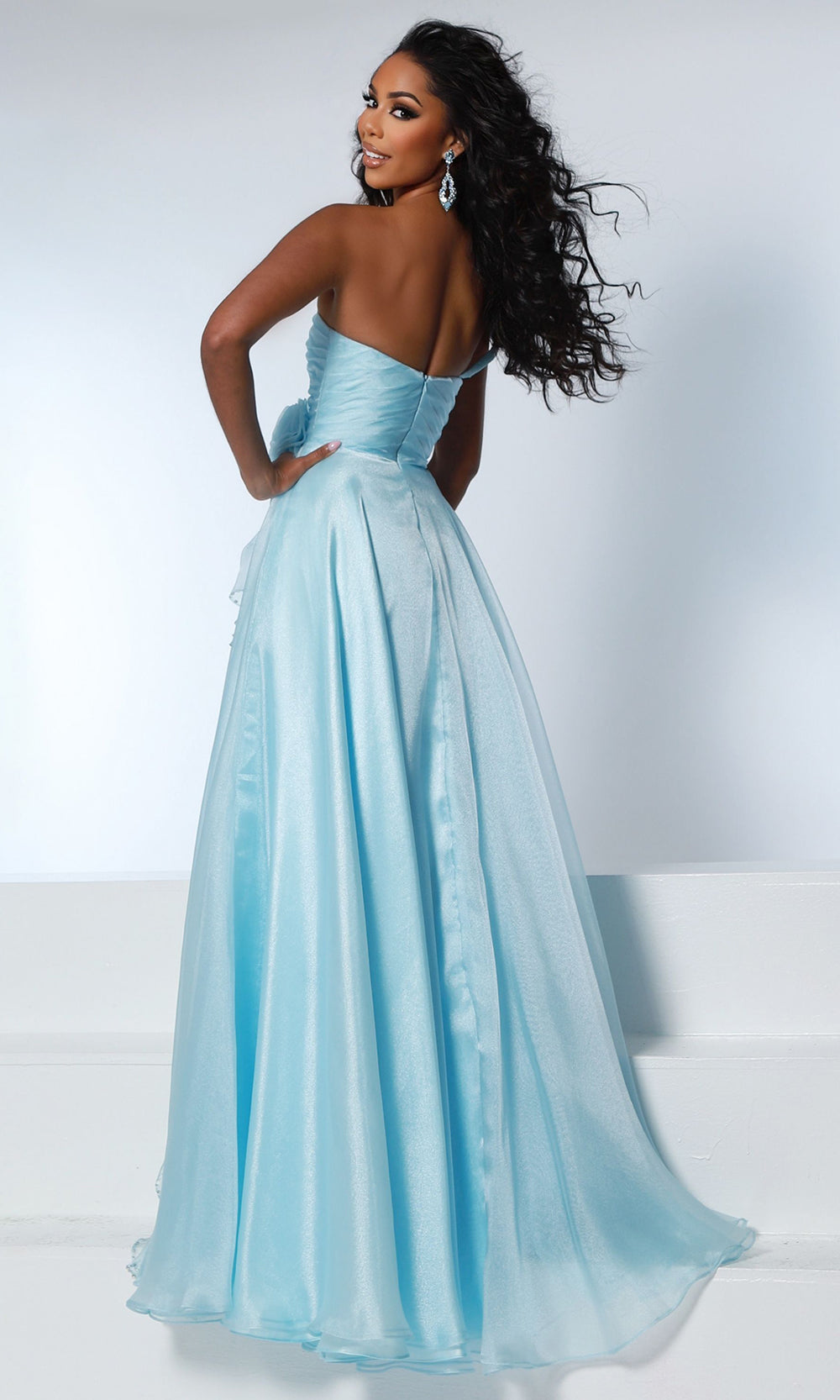 Johnathan Kayne 3267 - Asymmetrical Floral Organza Ballgown Prom Dresses