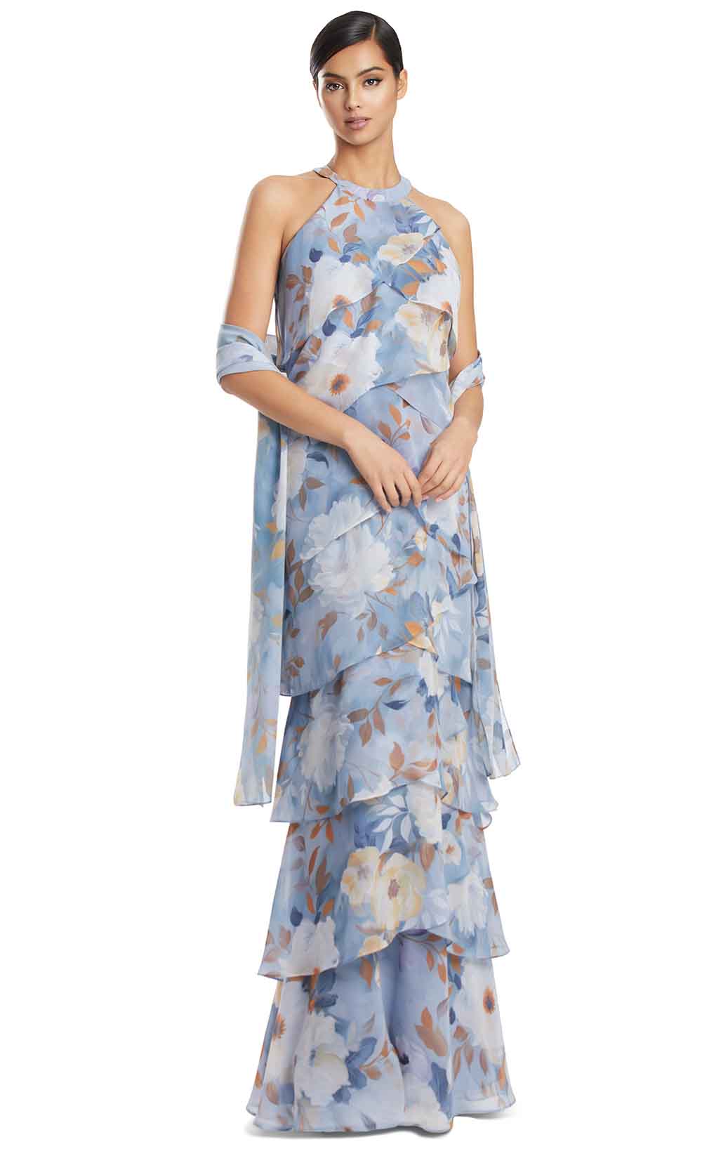 Alexander by Daymor 3268S26 - Layered Chiffon Evening Dress Formal Dresses in Delphi Multi
