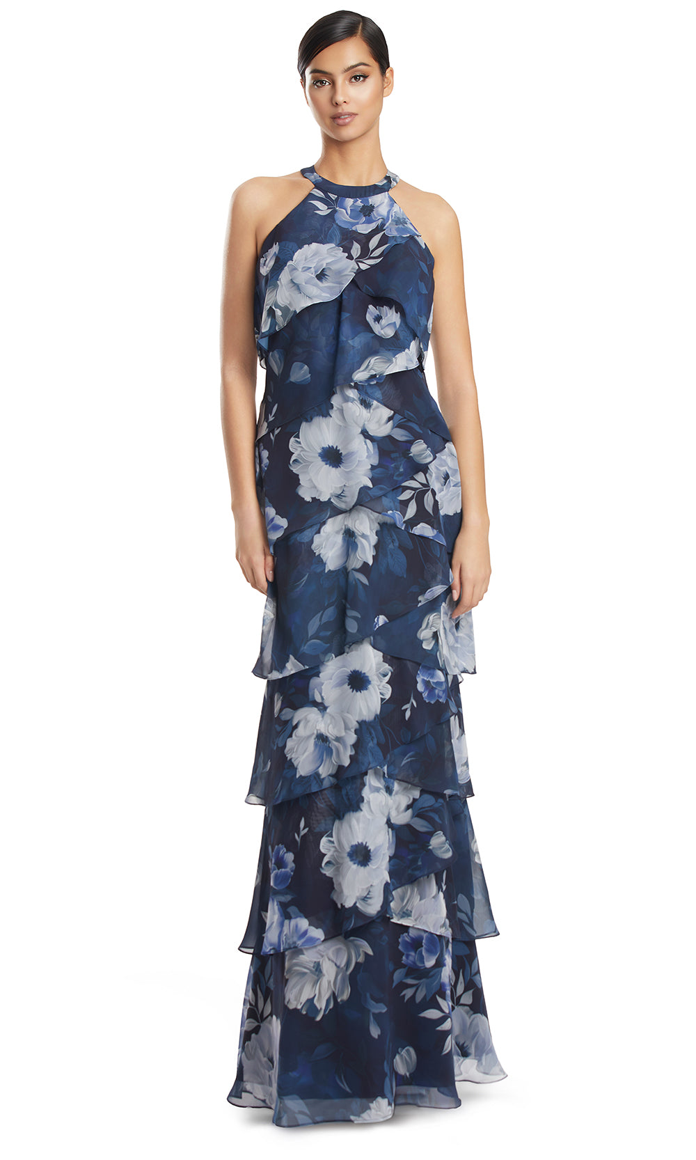 Alexander by Daymor 3268S26 - Layered Chiffon Evening Dress Formal Dresses in Navy Multi