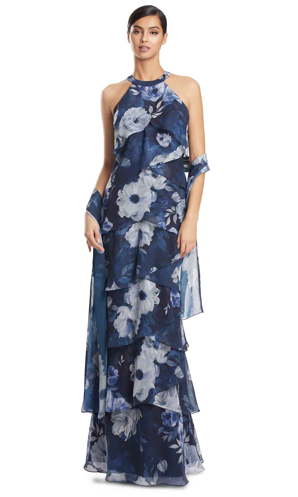 Alexander by Daymor 3268S26 - Layered Chiffon Evening Dress Formal Dresses in Navy Multi