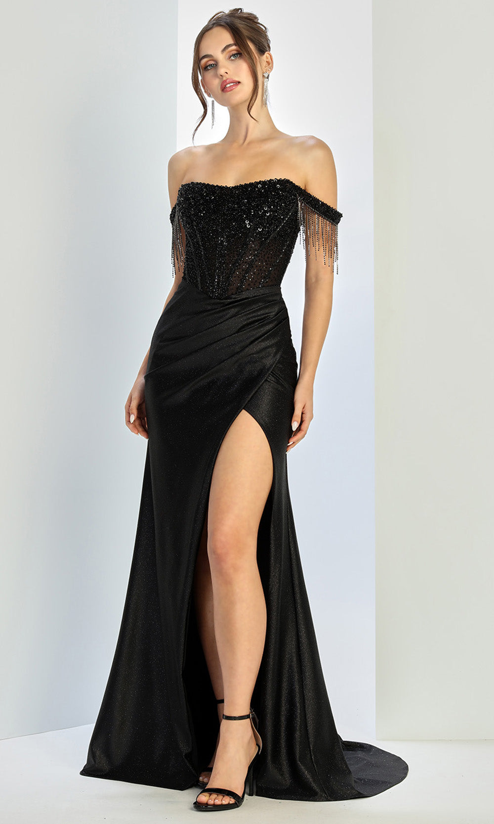 Adora Design 3268 - Beaded Corset Open Back Prom Gown Prom Dresses in Black  