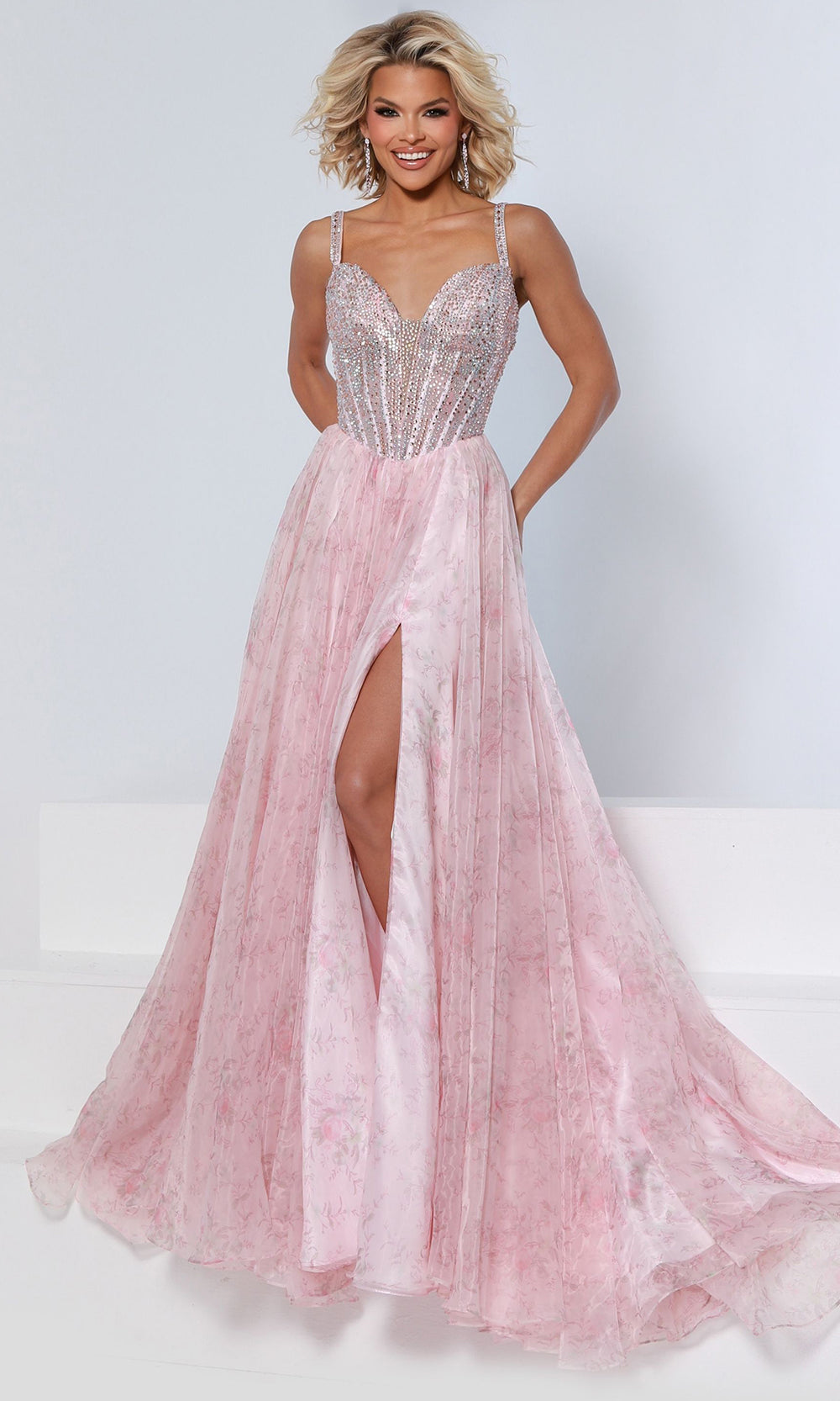 Johnathan Kayne 3269 - Sparkling Printed Organza Gown Prom Dresses