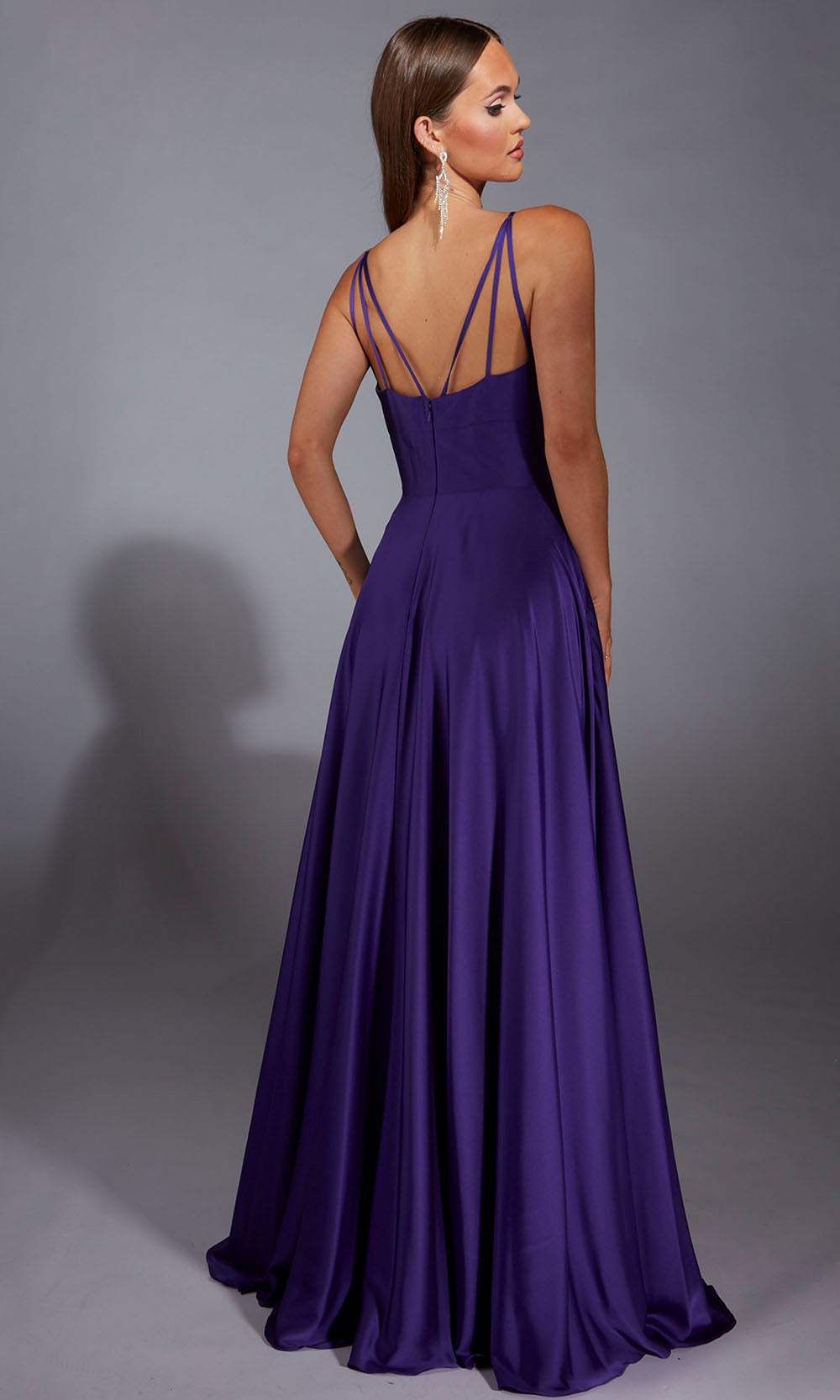 Aerie Couture 326 - Elegant V Neck Satin Look Dress Prom Dresses