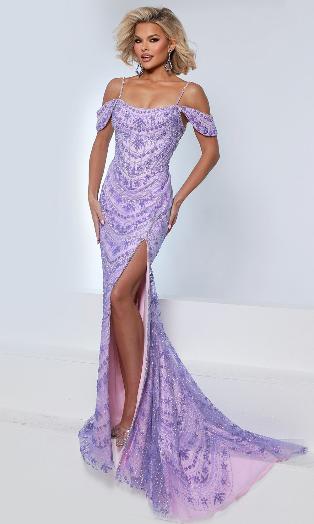 Johnathan Kayne 3273 - Embellished Slit Mermaid Prom Gown Prom Dresses