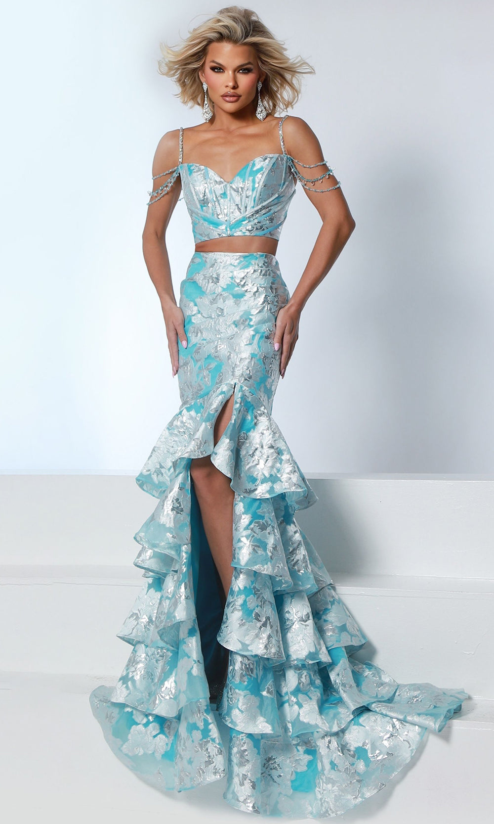 Johnathan Kayne 3274 - Two?Piece Crystal Ruffle Mermaid Set Prom Dresses