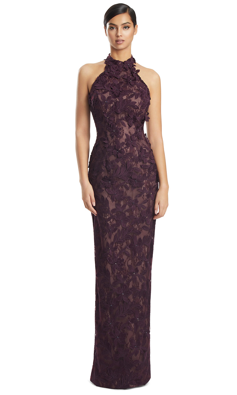 Alexander by Daymor 3277S26 - Fitted Halter Formal Dress Mother of the Bride Dresses in Aubergine