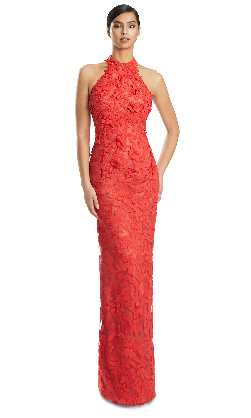 Alexander by Daymor 3277S26 - Fitted Halter Formal Dress Mother of the Bride Dresses in Coral