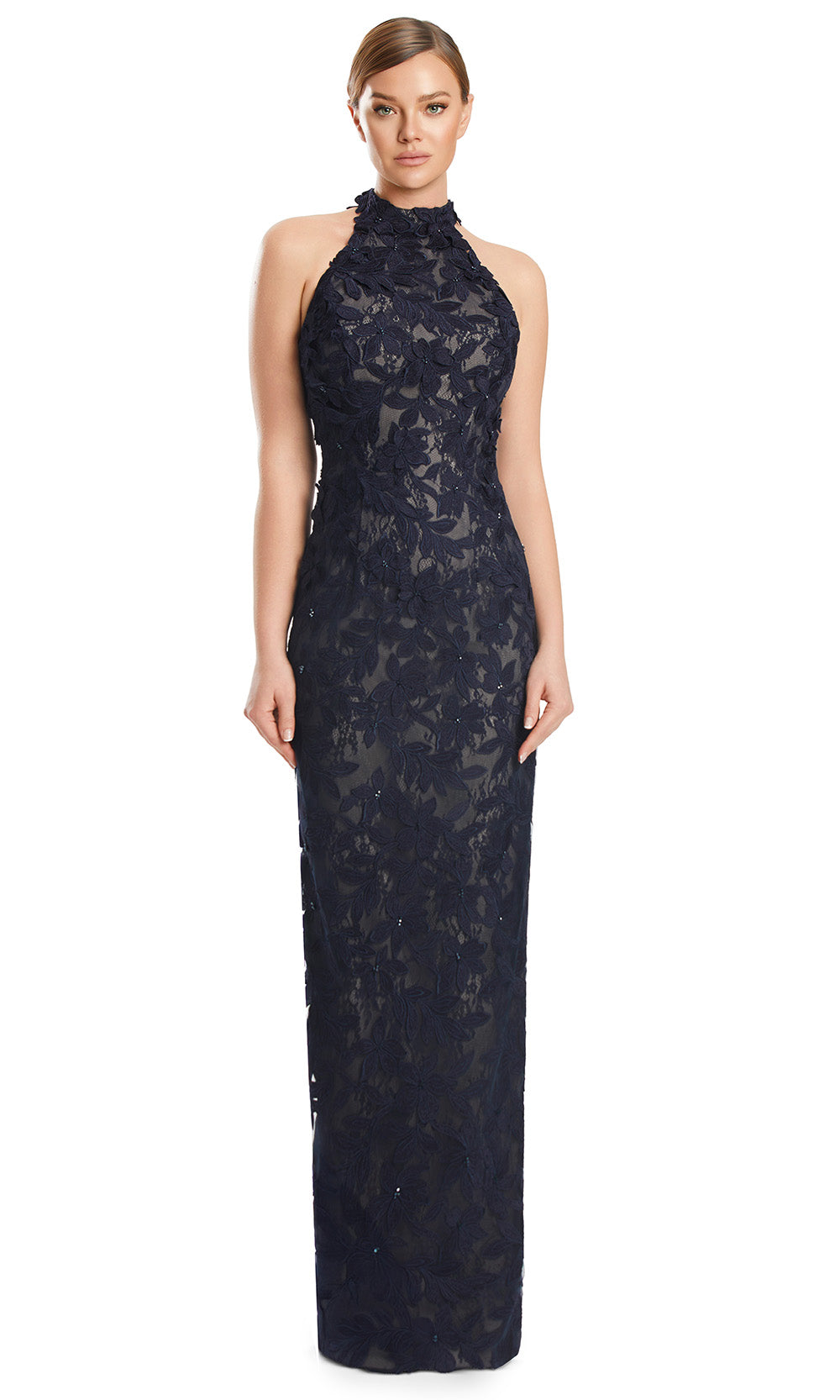 Alexander by Daymor 3277S26 - Fitted Halter Formal Dress Mother of the Bride Dresses in Navy