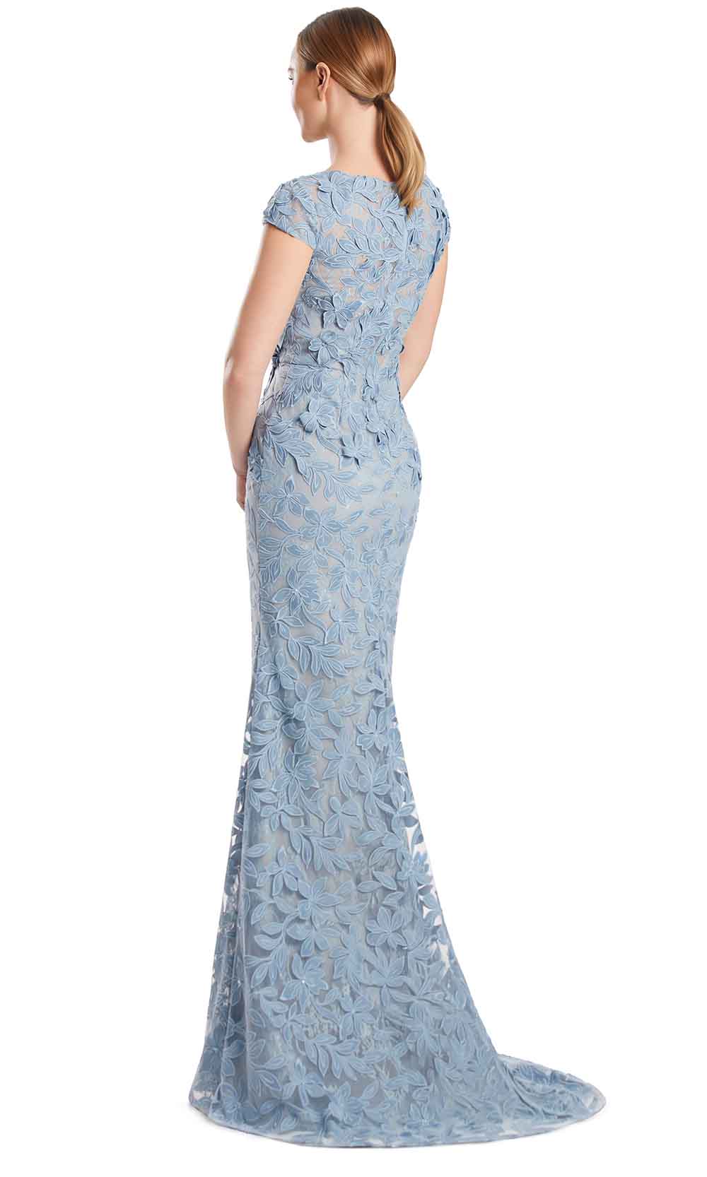 Alexander by Daymor 3279S26 - Floral Lace Evening Gown In Glacier Blue