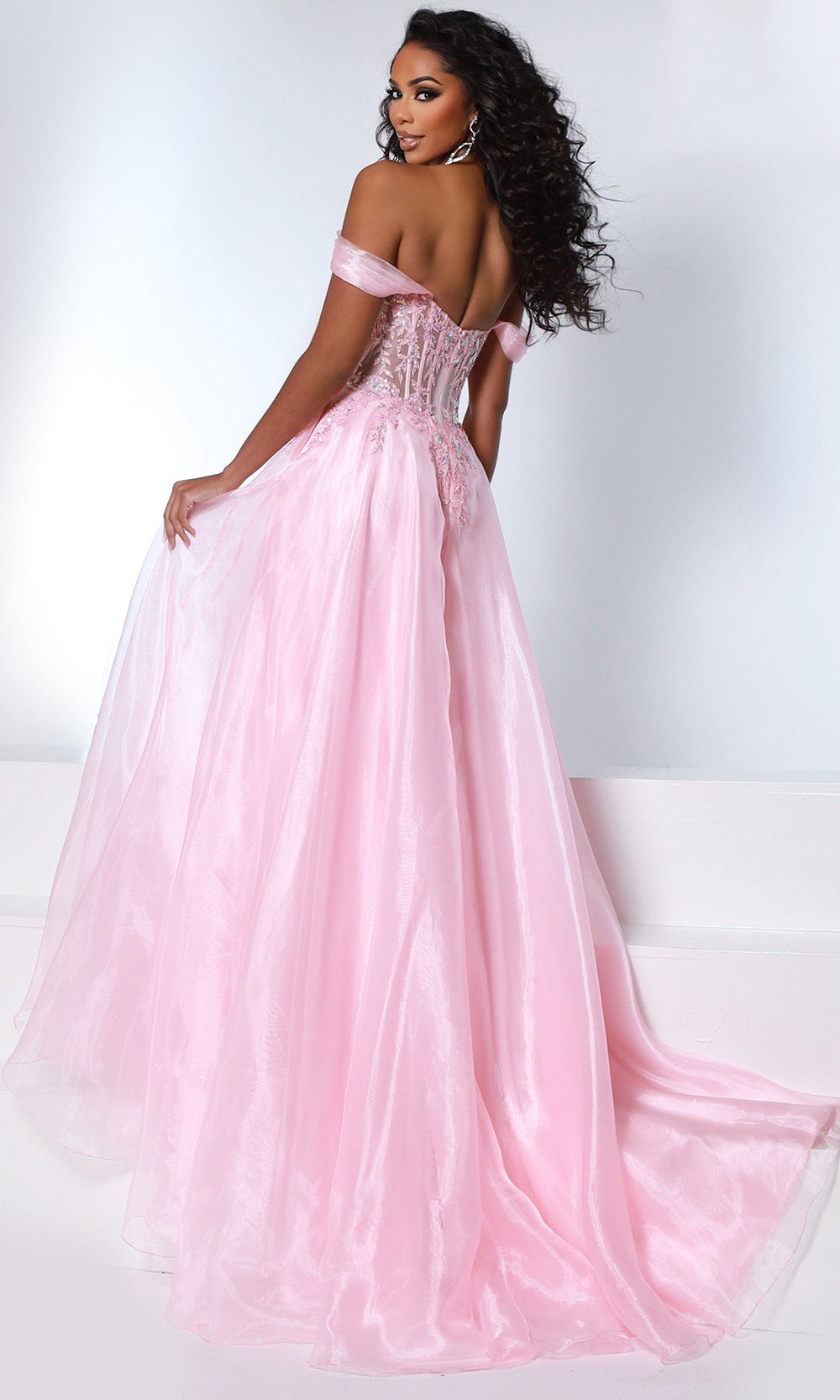 Johnathan Kayne 3279 - Floral Rosette Off?Shoulder Gown Prom Dresses